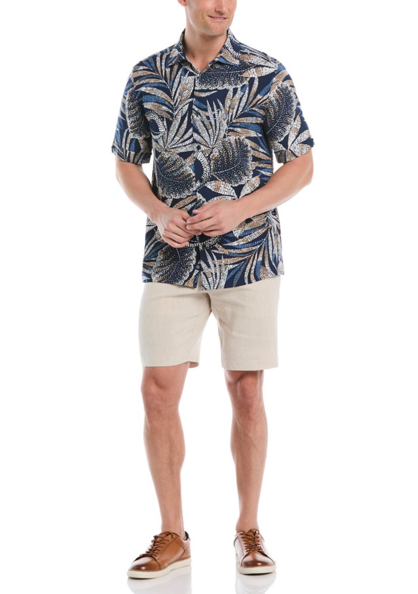 Mens Point Collar Tropical Printed Shirt