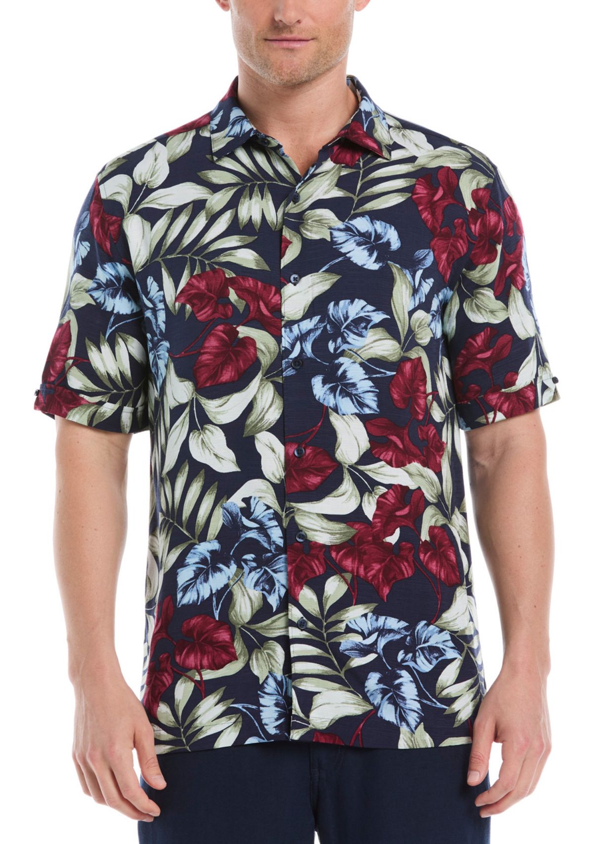 Mens Short Sleeve Floral Button Down Shirt 