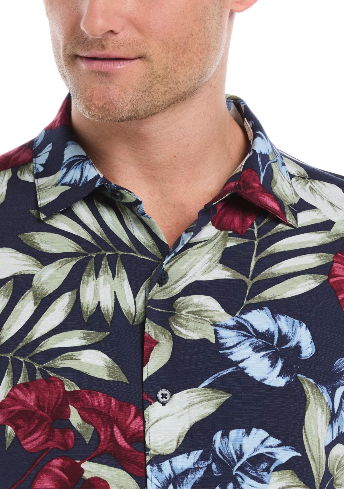 Mens Short Sleeve Floral Button Down Shirt 