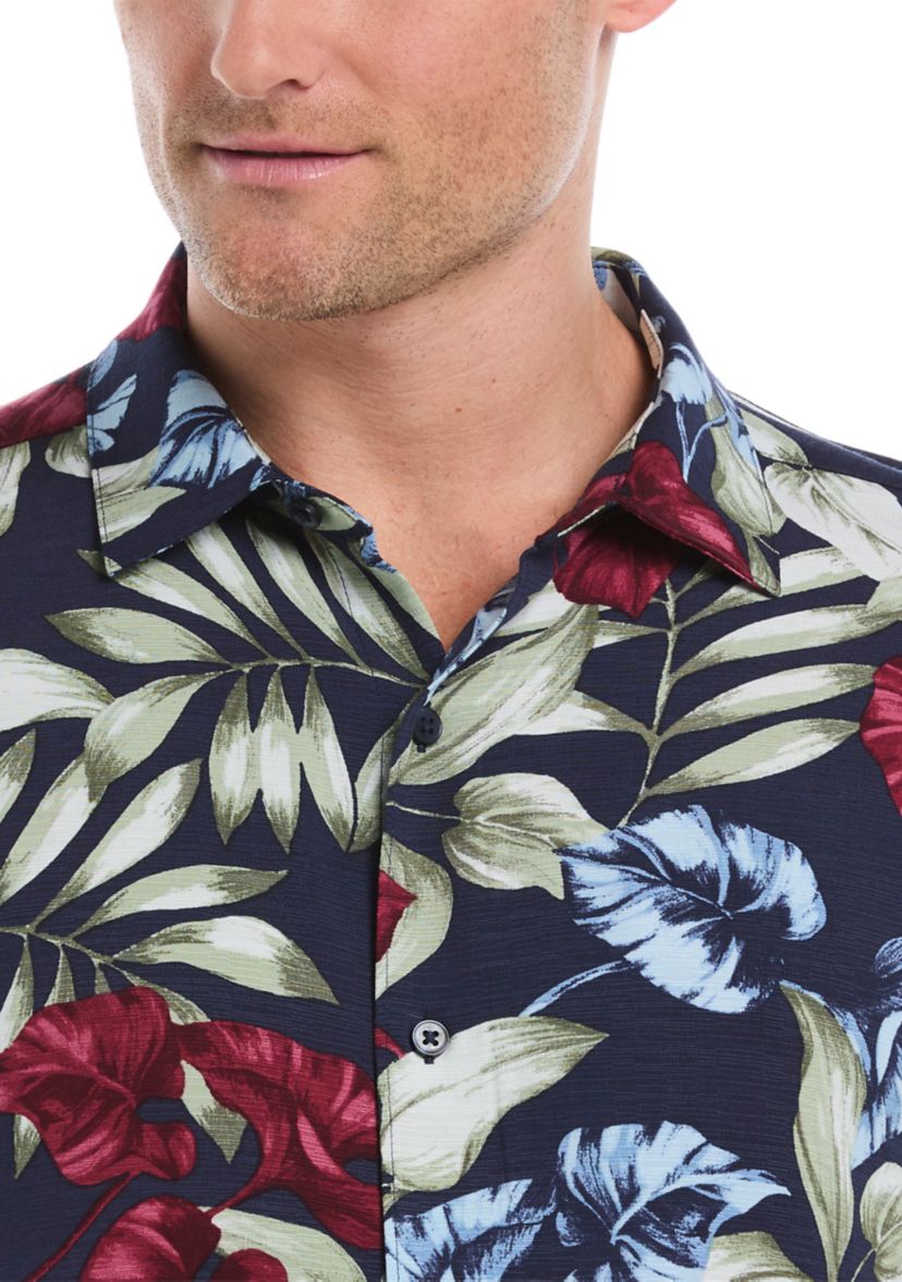 Mens Short Sleeve Floral Button Down Shirt 
