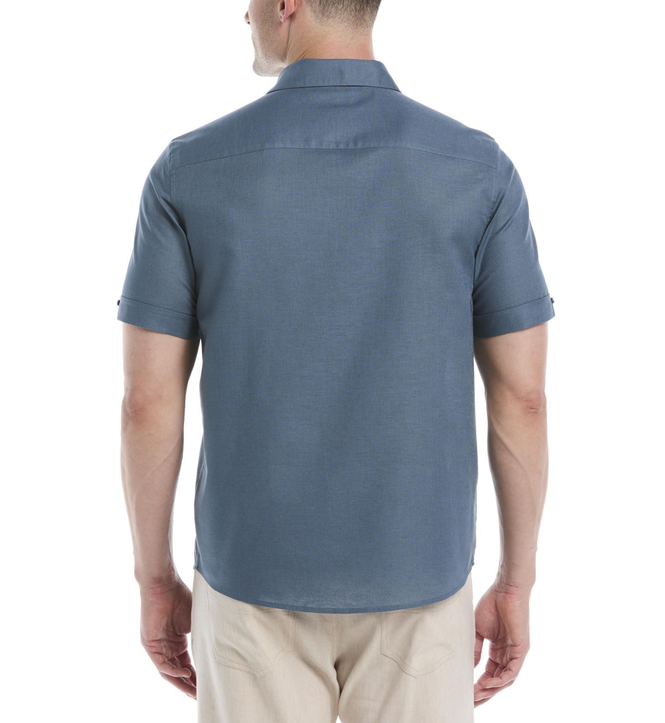 Mens Floral Placement Embroidery Shirt