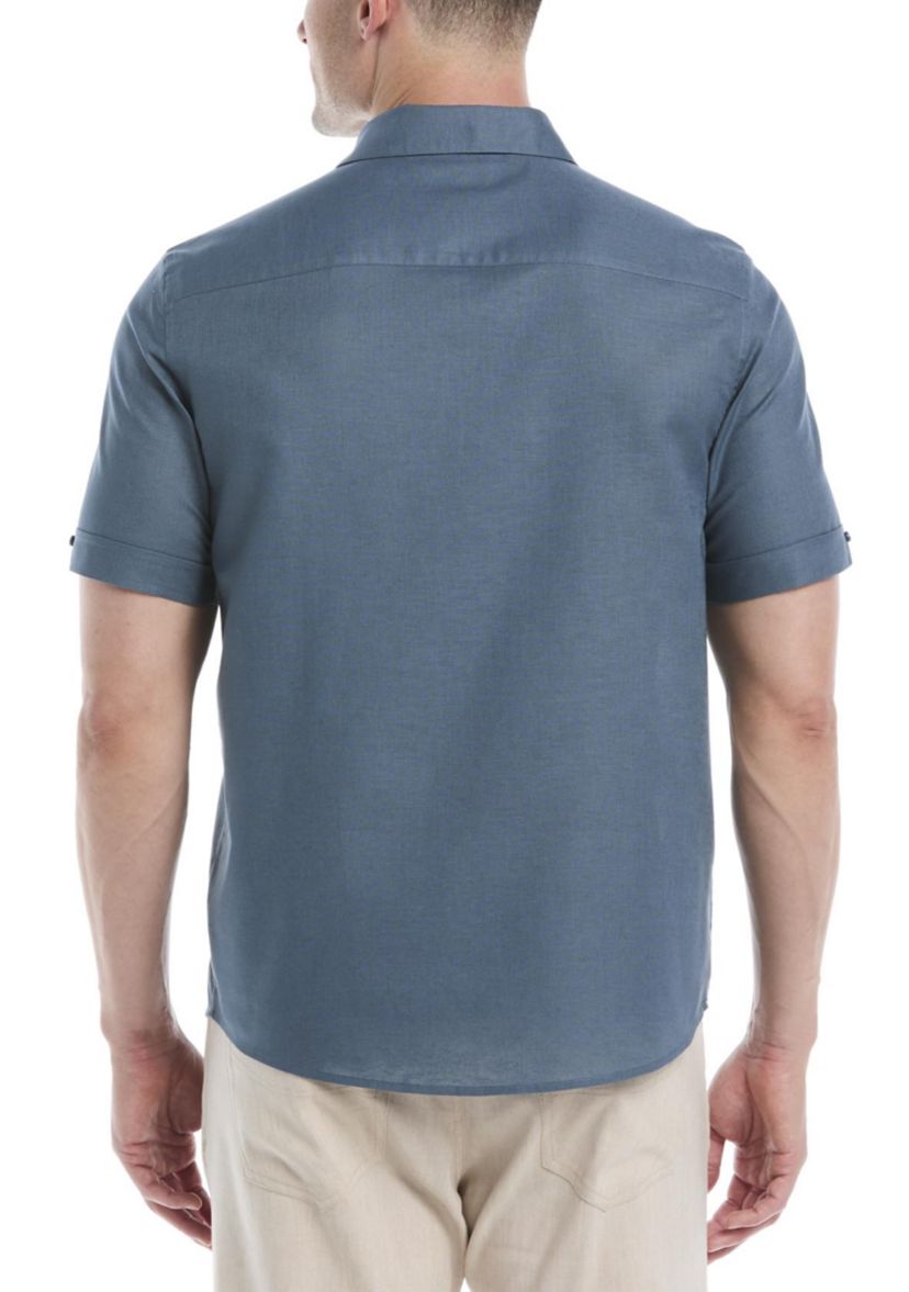 Mens Floral Placement Embroidery Shirt