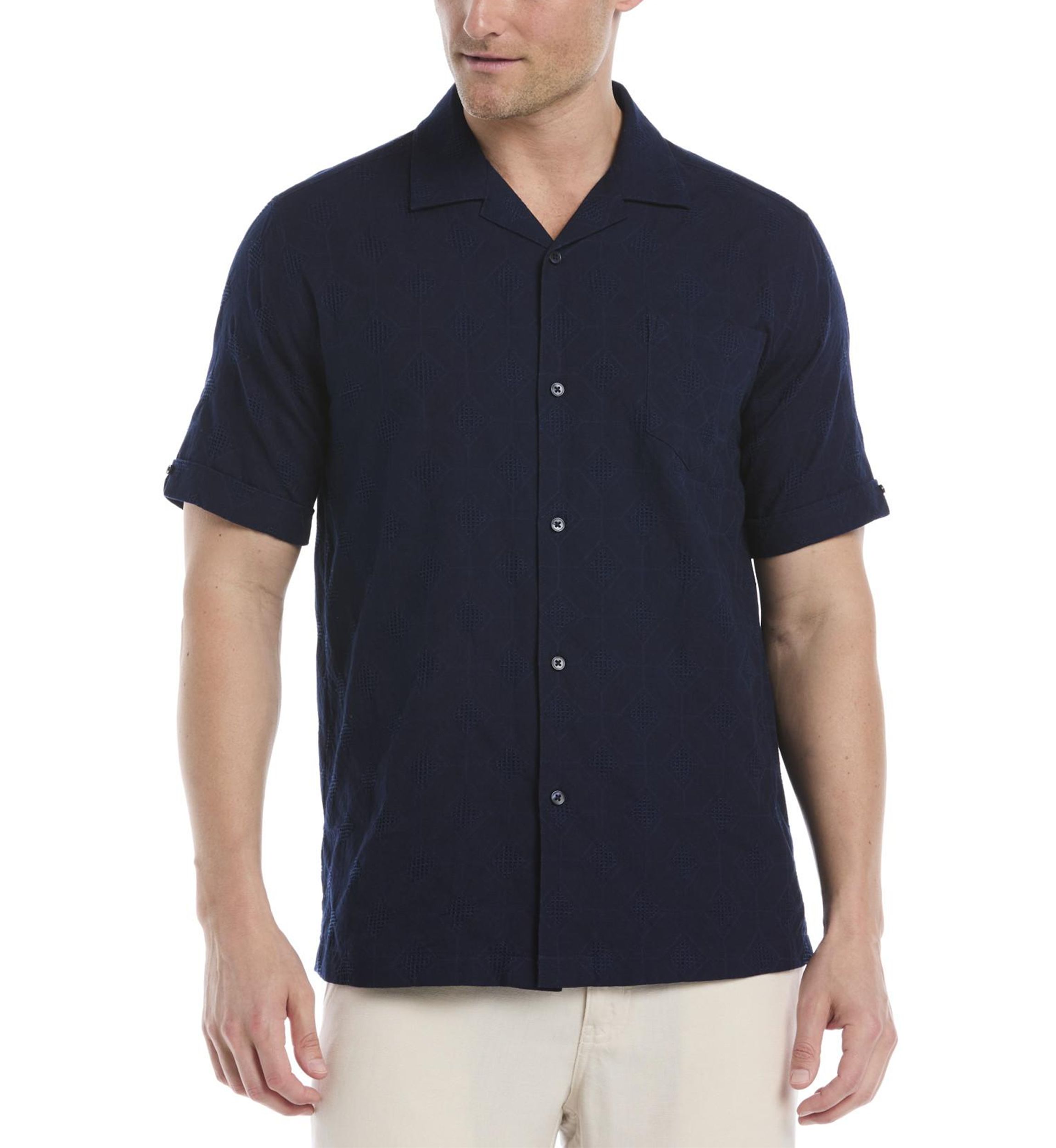 Mens Medallion Embroidered Dobby Shirt
