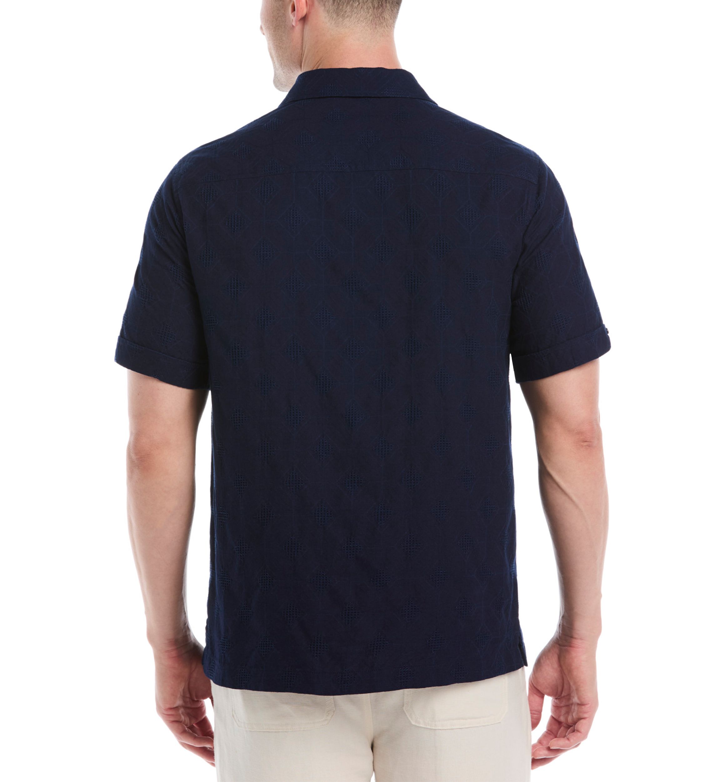 Mens Medallion Embroidered Dobby Shirt