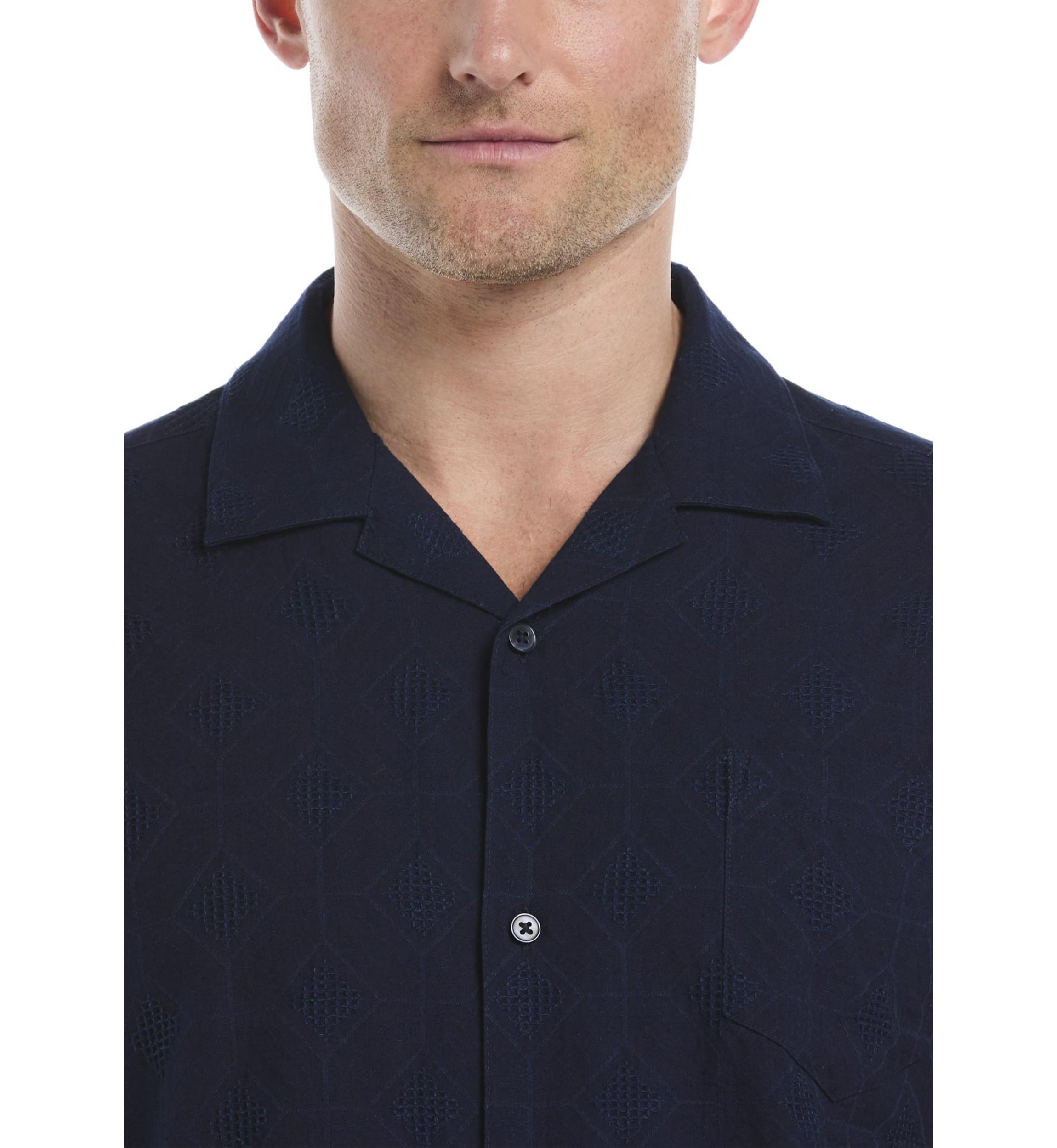 Mens Medallion Embroidered Dobby Shirt