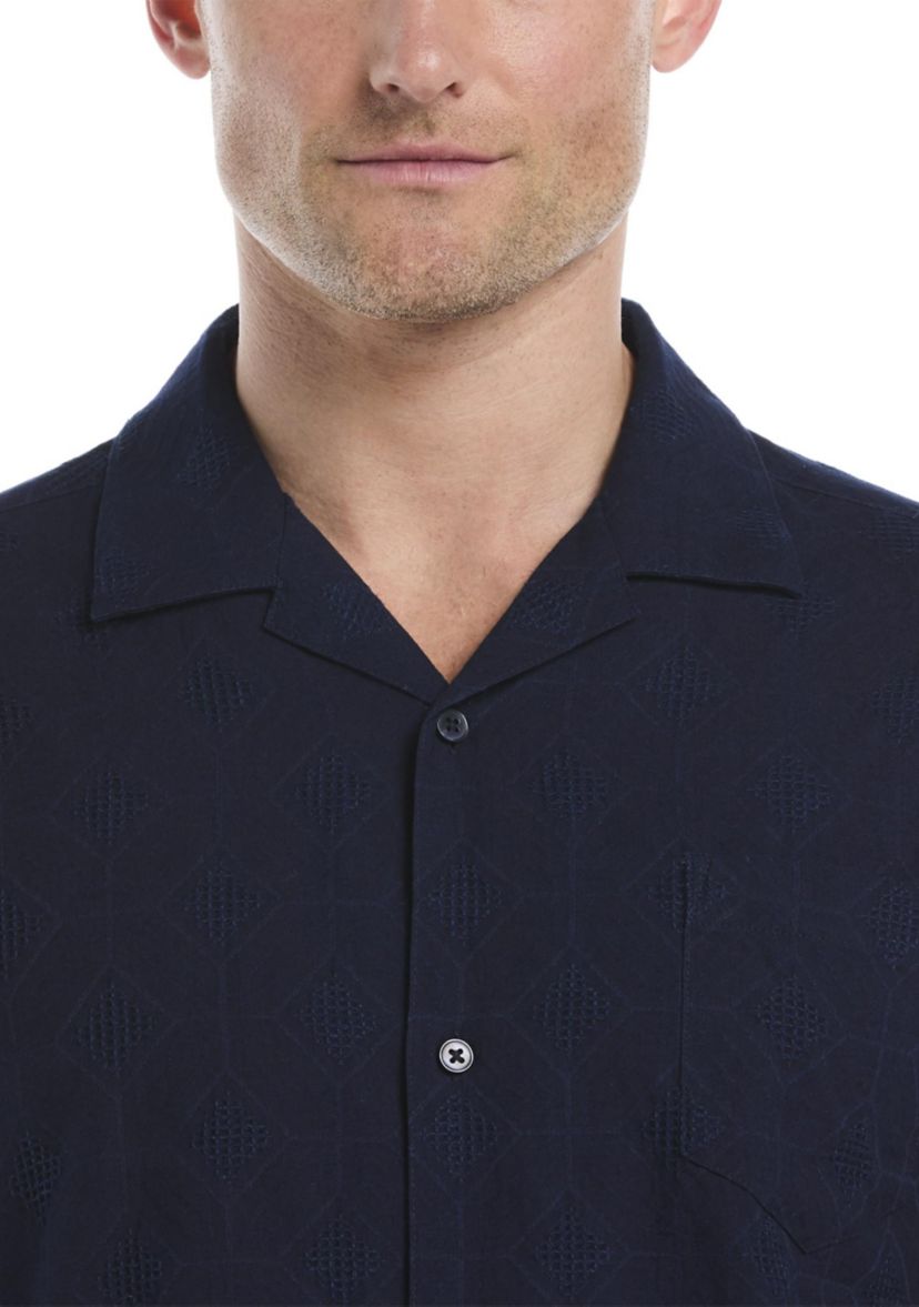 Mens Medallion Embroidered Dobby Shirt