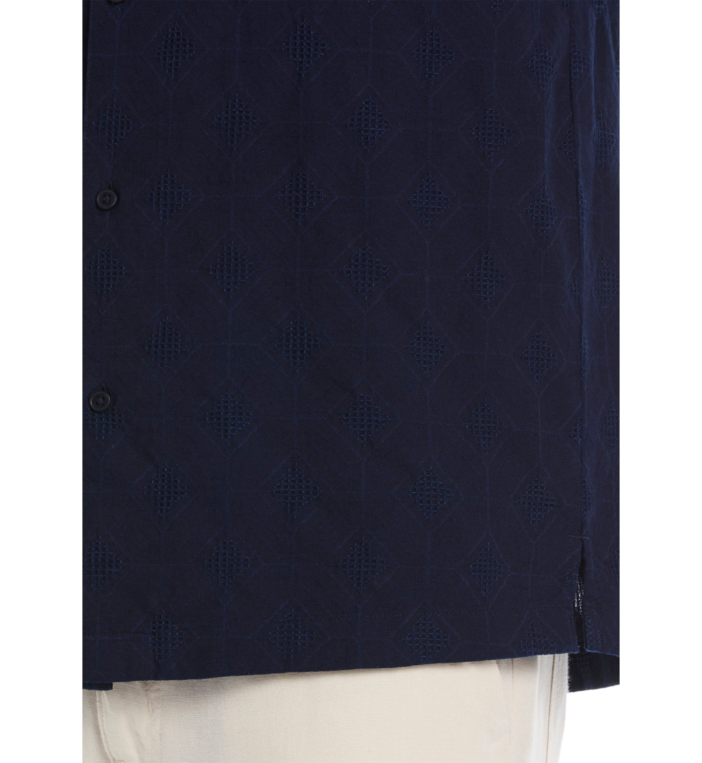 Mens Medallion Embroidered Dobby Shirt
