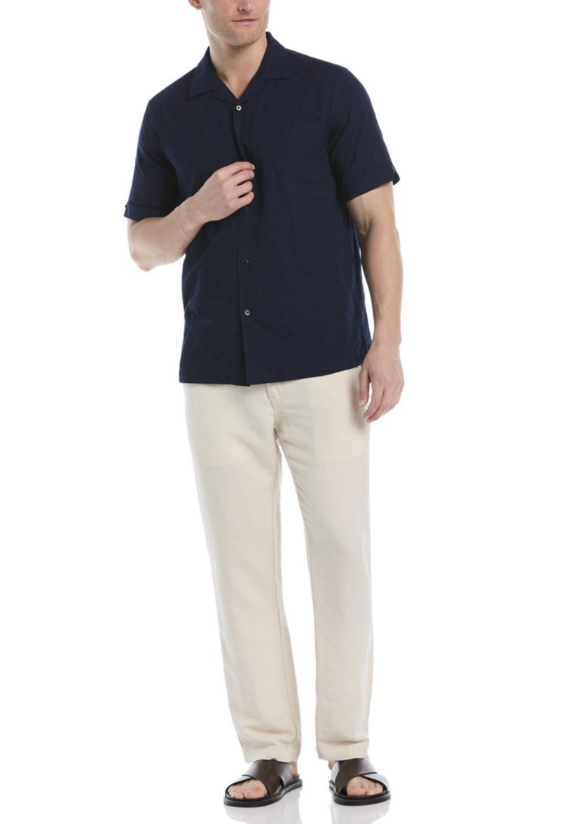 Mens Medallion Embroidered Dobby Shirt