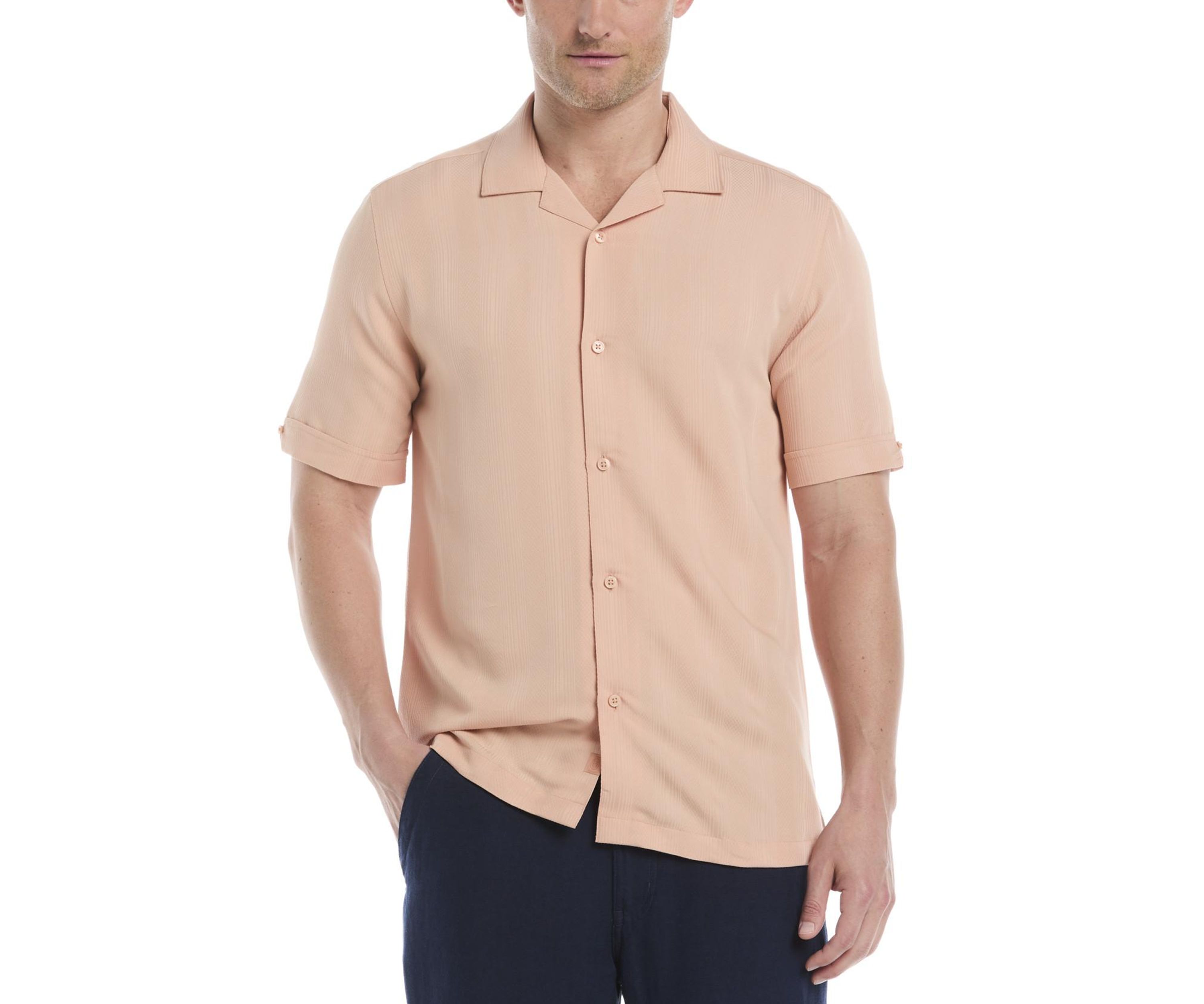 Mens Vertical Jacquard Knit Shirt
