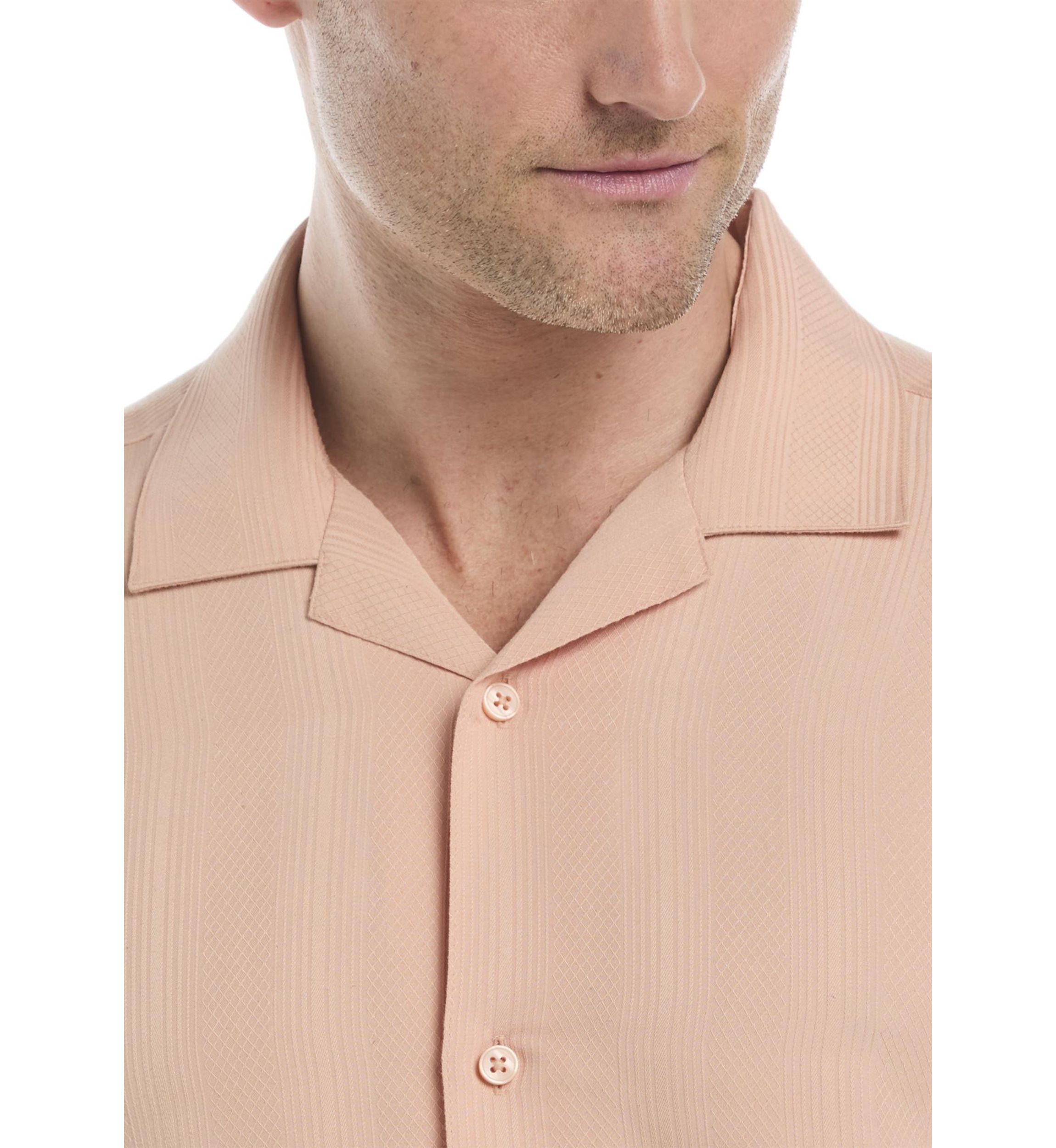 Mens Vertical Jacquard Knit Shirt