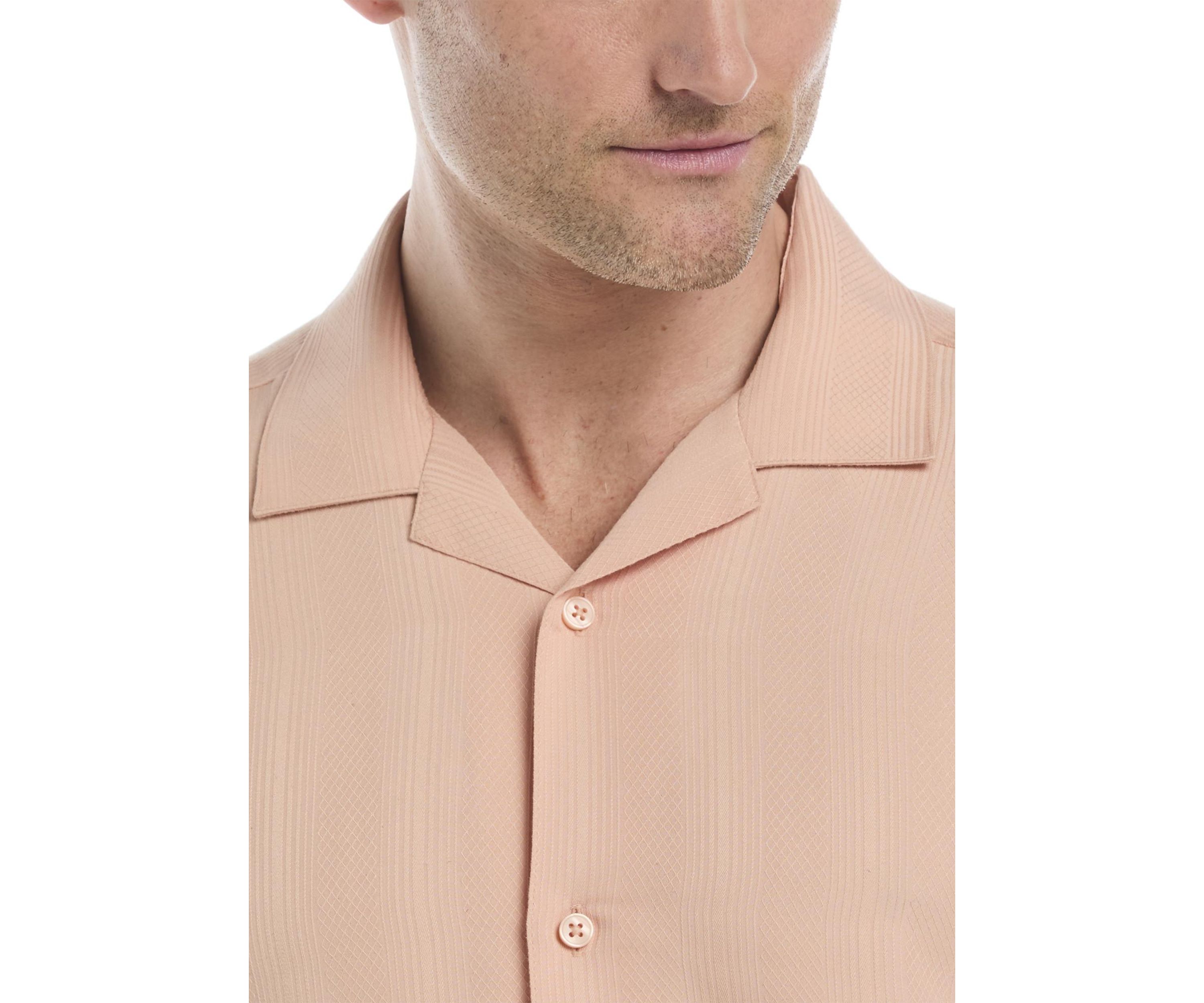Mens Vertical Jacquard Knit Shirt