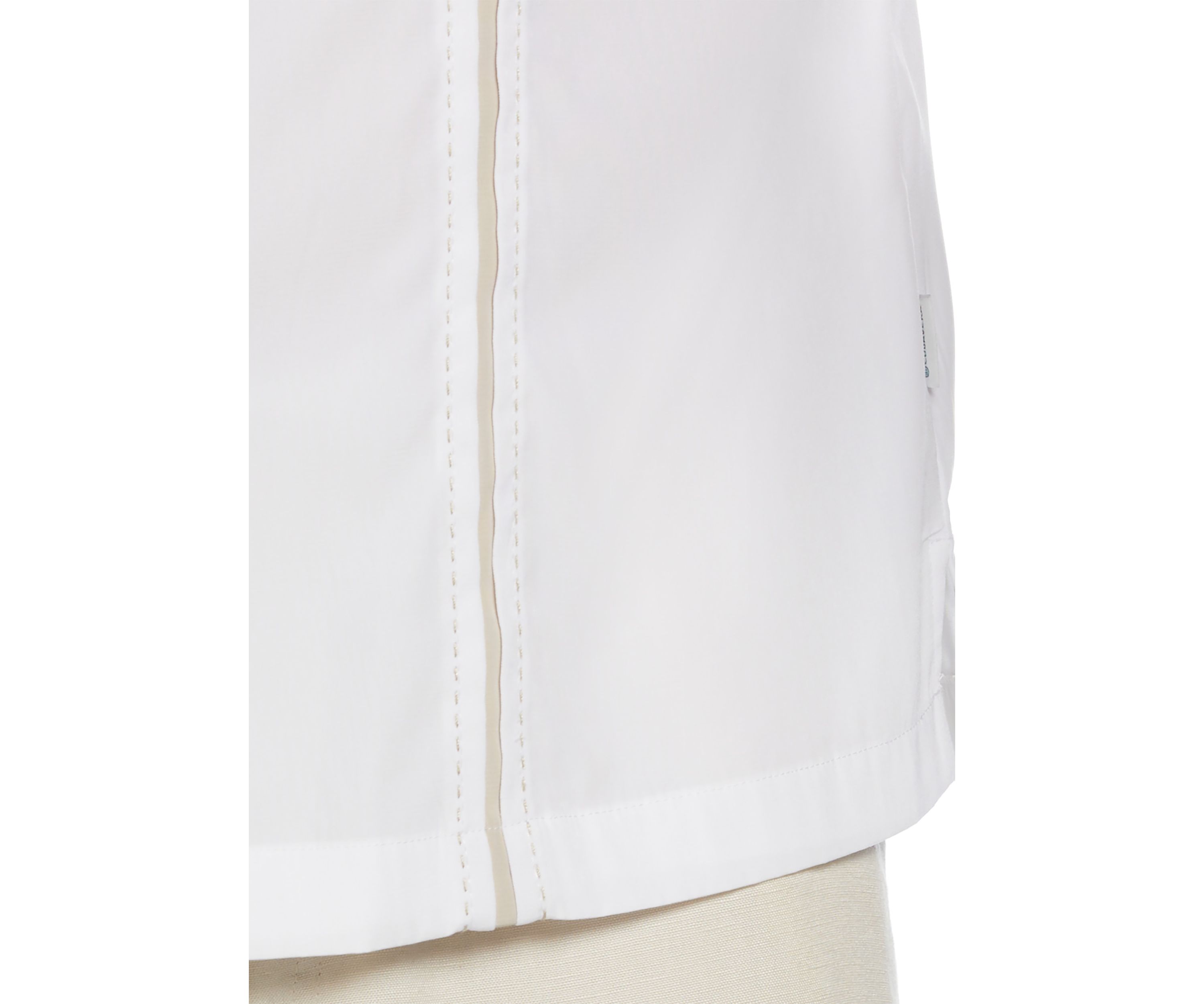 Pick Stitch Panel Short Sleeve Button-Down Shirt