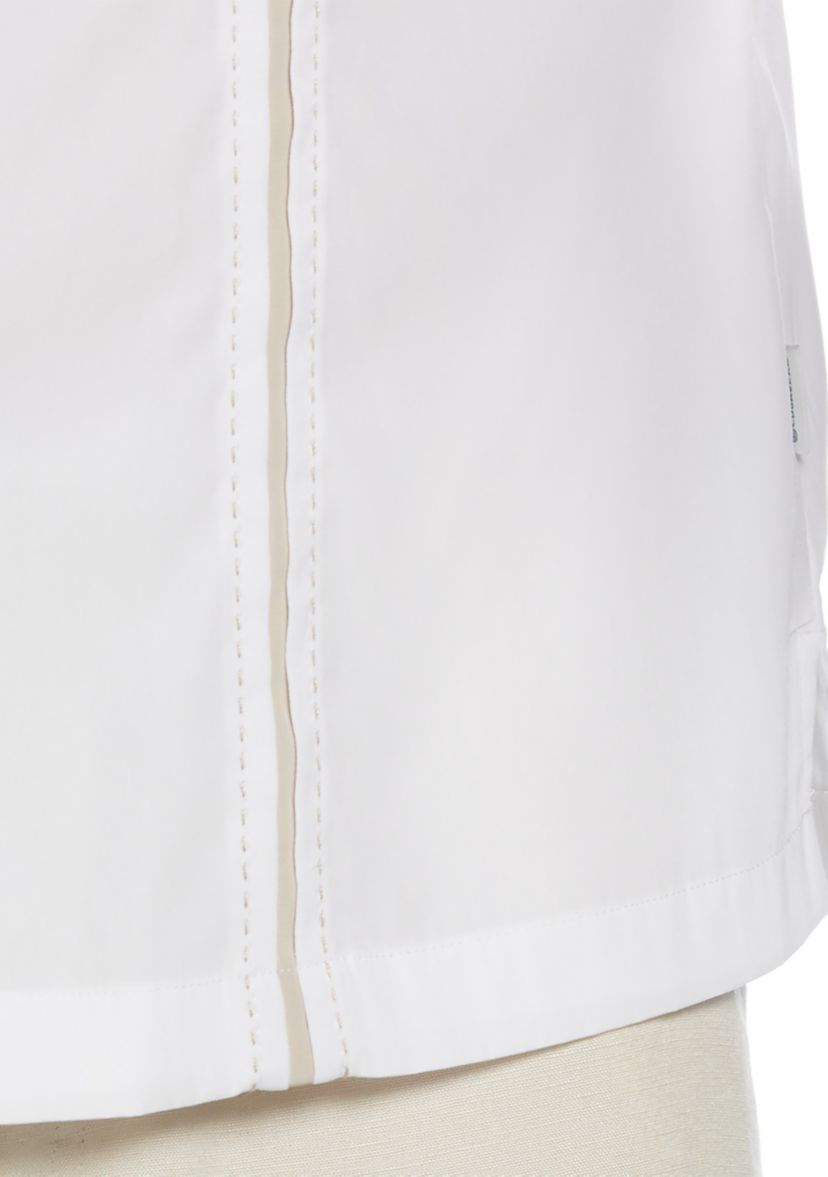 Pick Stitch Panel Short Sleeve Button-Down Shirt