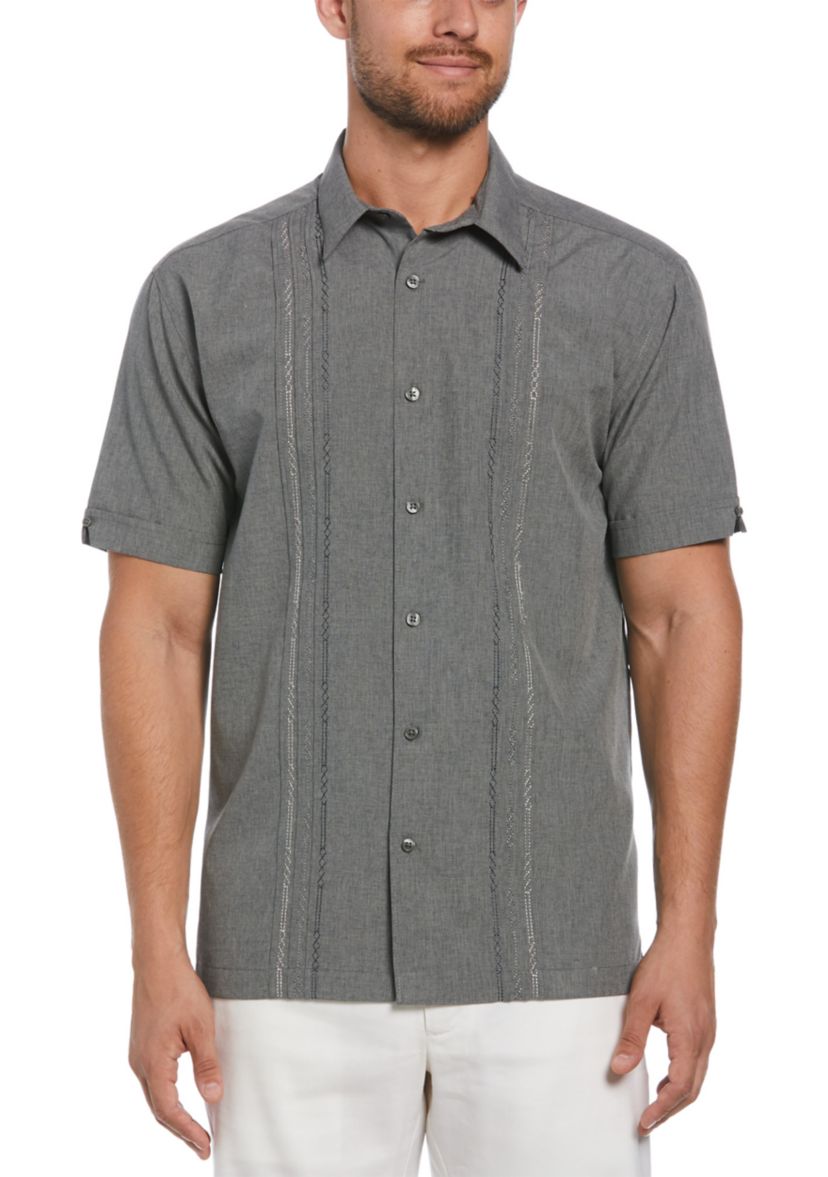 Geo Embroidered Panel Chambray Shirt