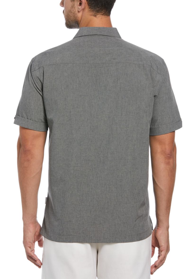 Geo Embroidered Panel Chambray Shirt
