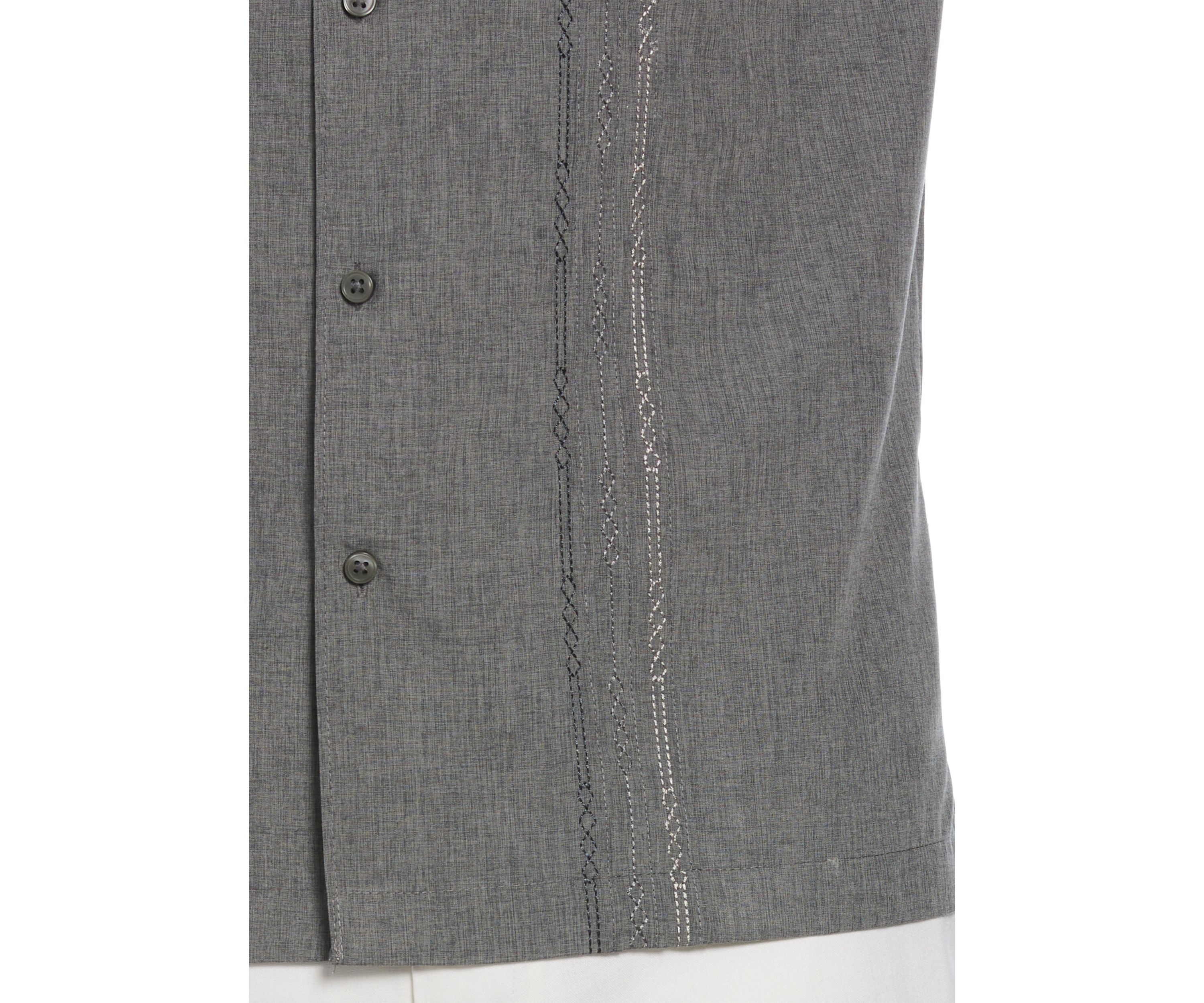 Geo Embroidered Panel Chambray Shirt