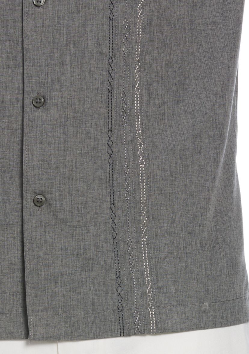 Geo Embroidered Panel Chambray Shirt