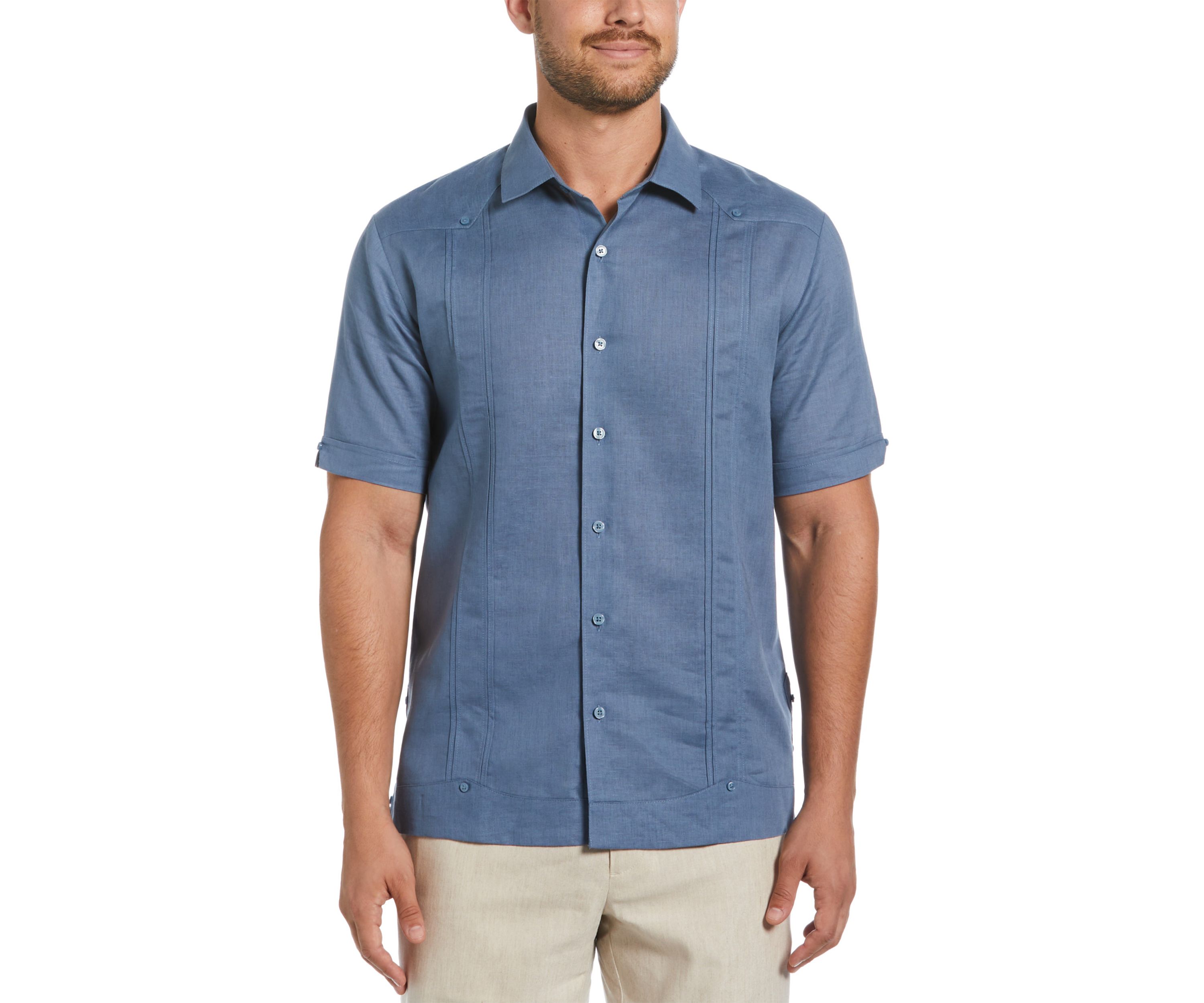 Mens Linen Blend No Pocket Guayabera Shirt