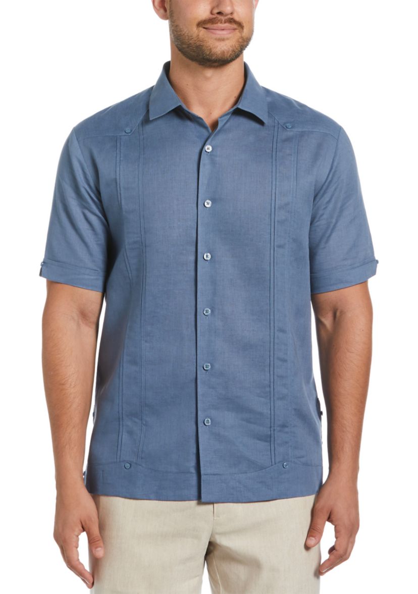 Mens Linen Blend No Pocket Guayabera Shirt
