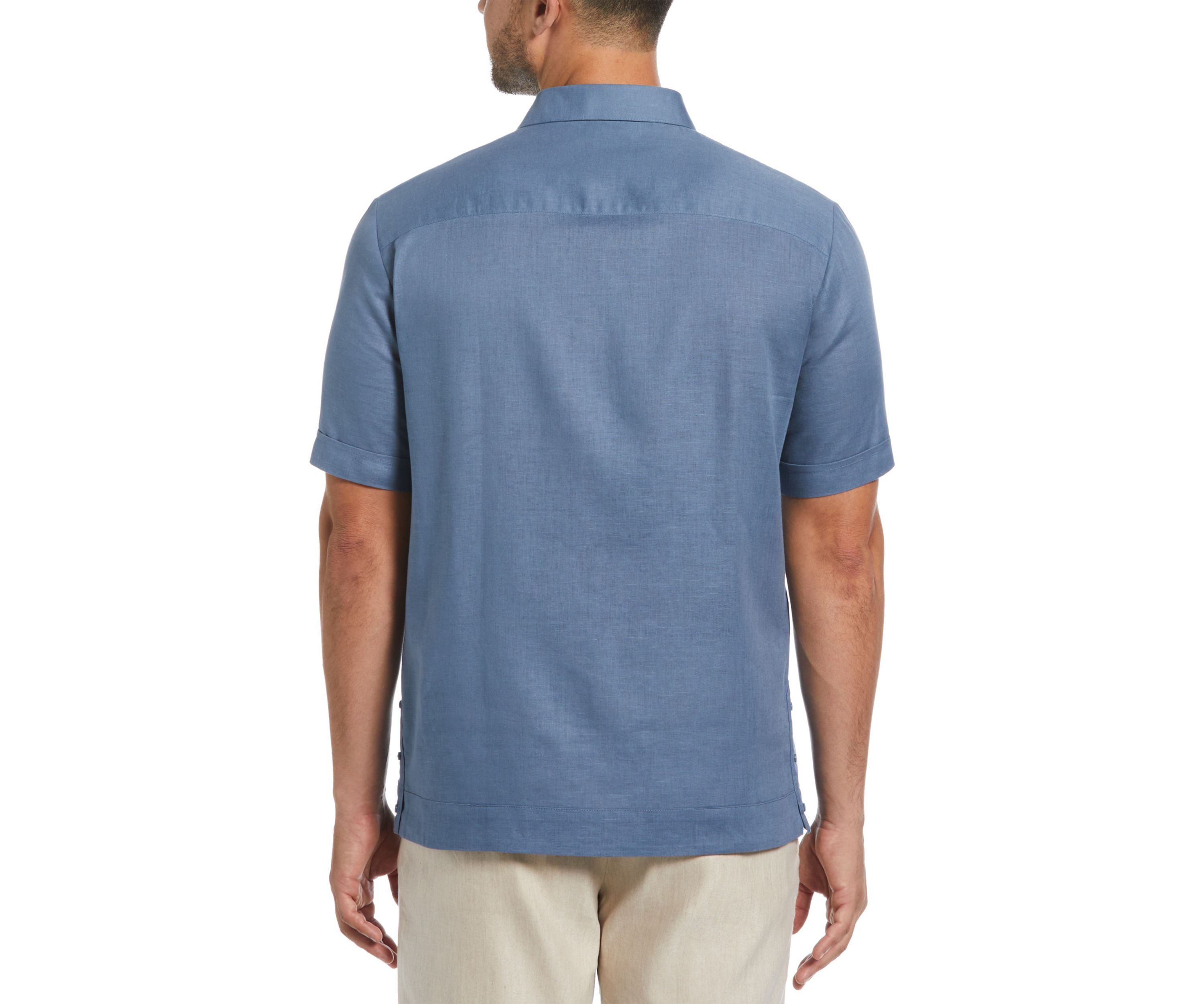 Mens Linen Blend No Pocket Guayabera Shirt