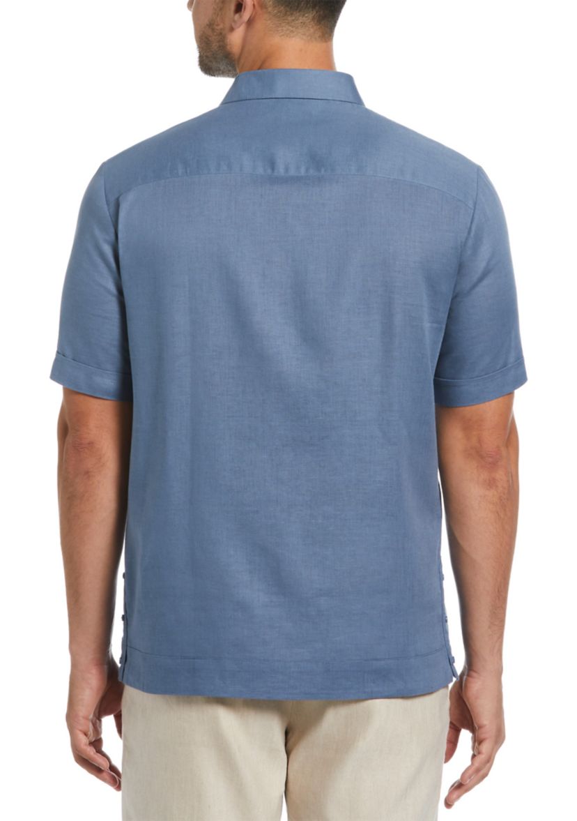 Mens Linen Blend No Pocket Guayabera Shirt