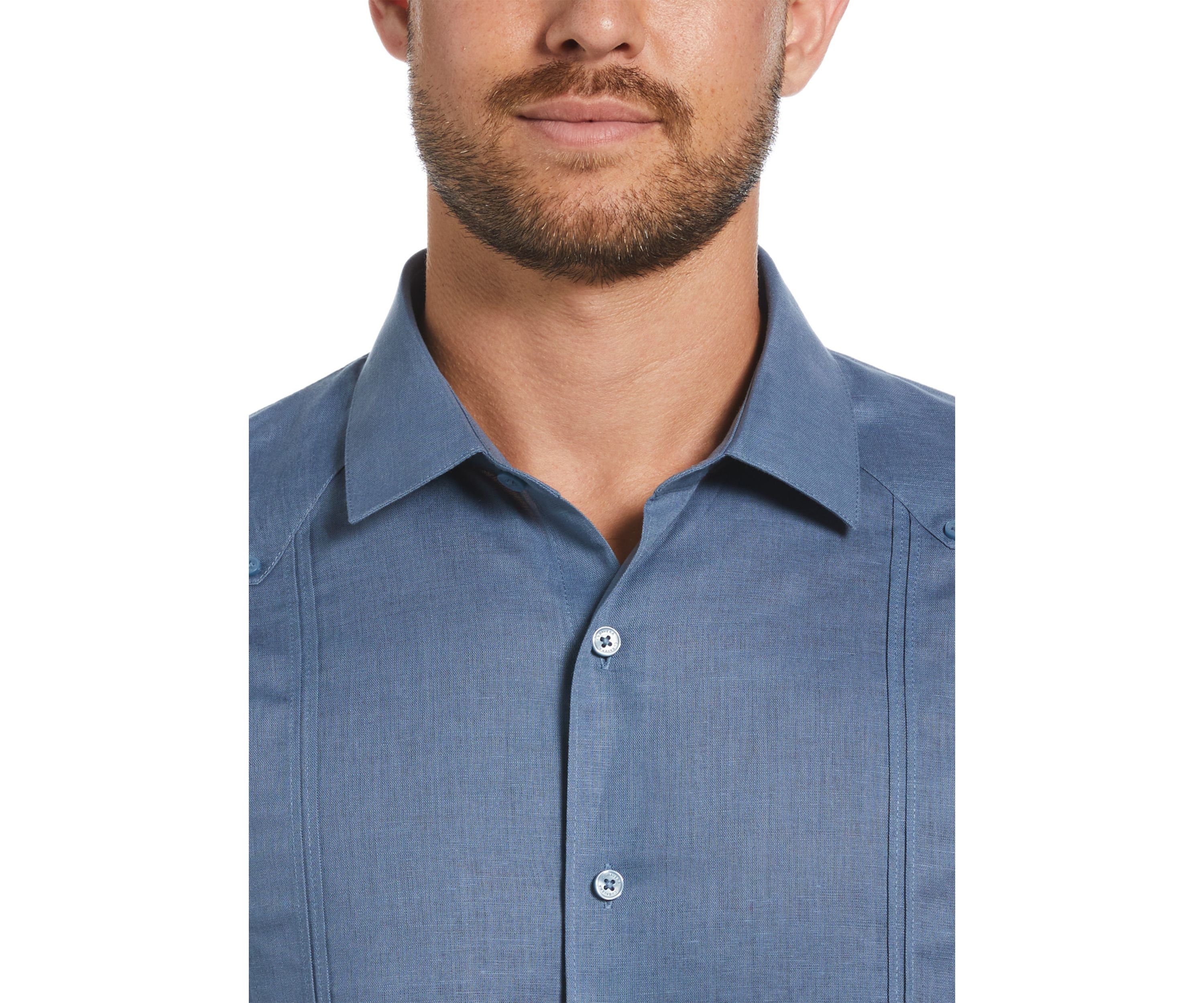Mens Linen Blend No Pocket Guayabera Shirt
