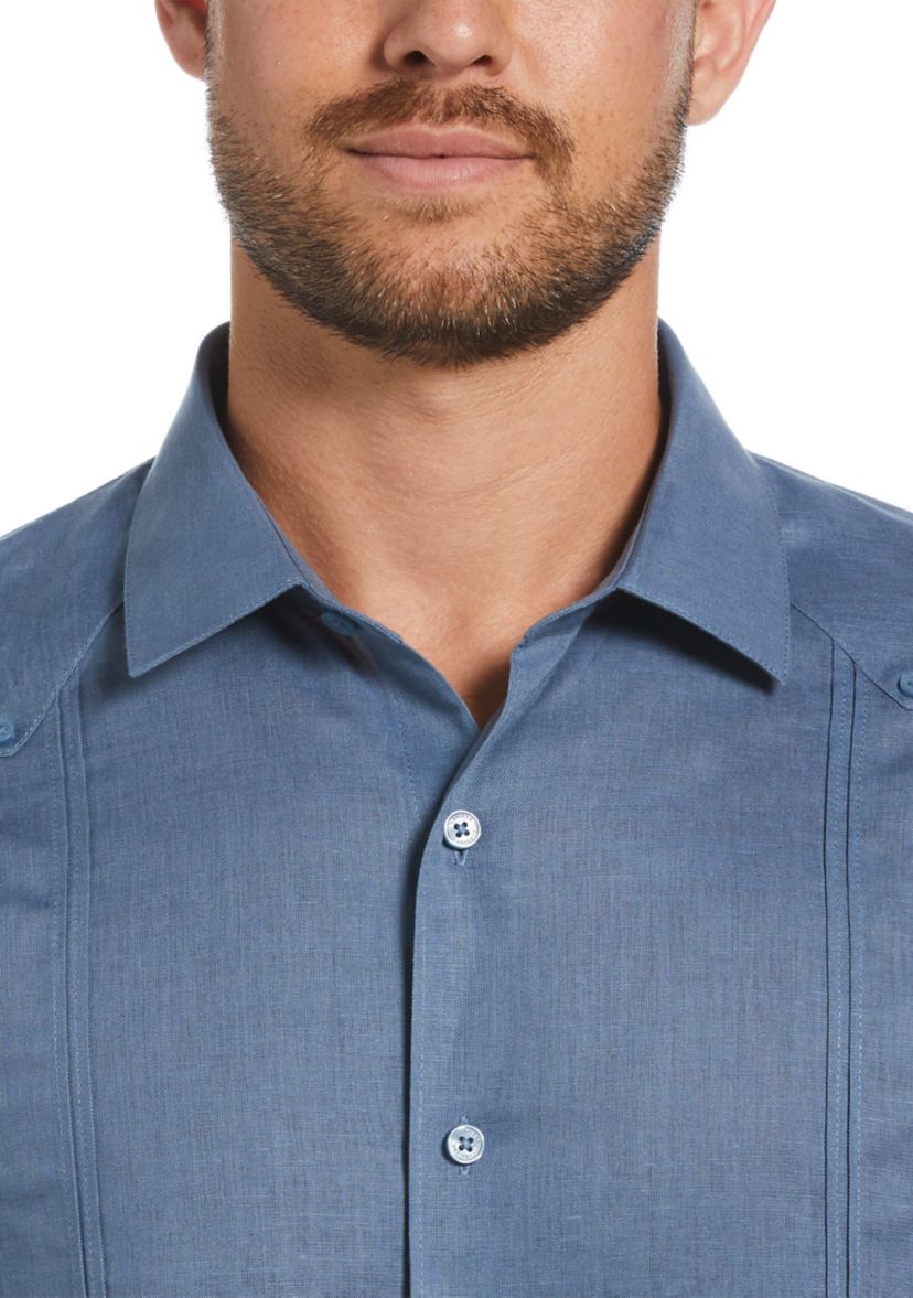 Mens Linen Blend No Pocket Guayabera Shirt
