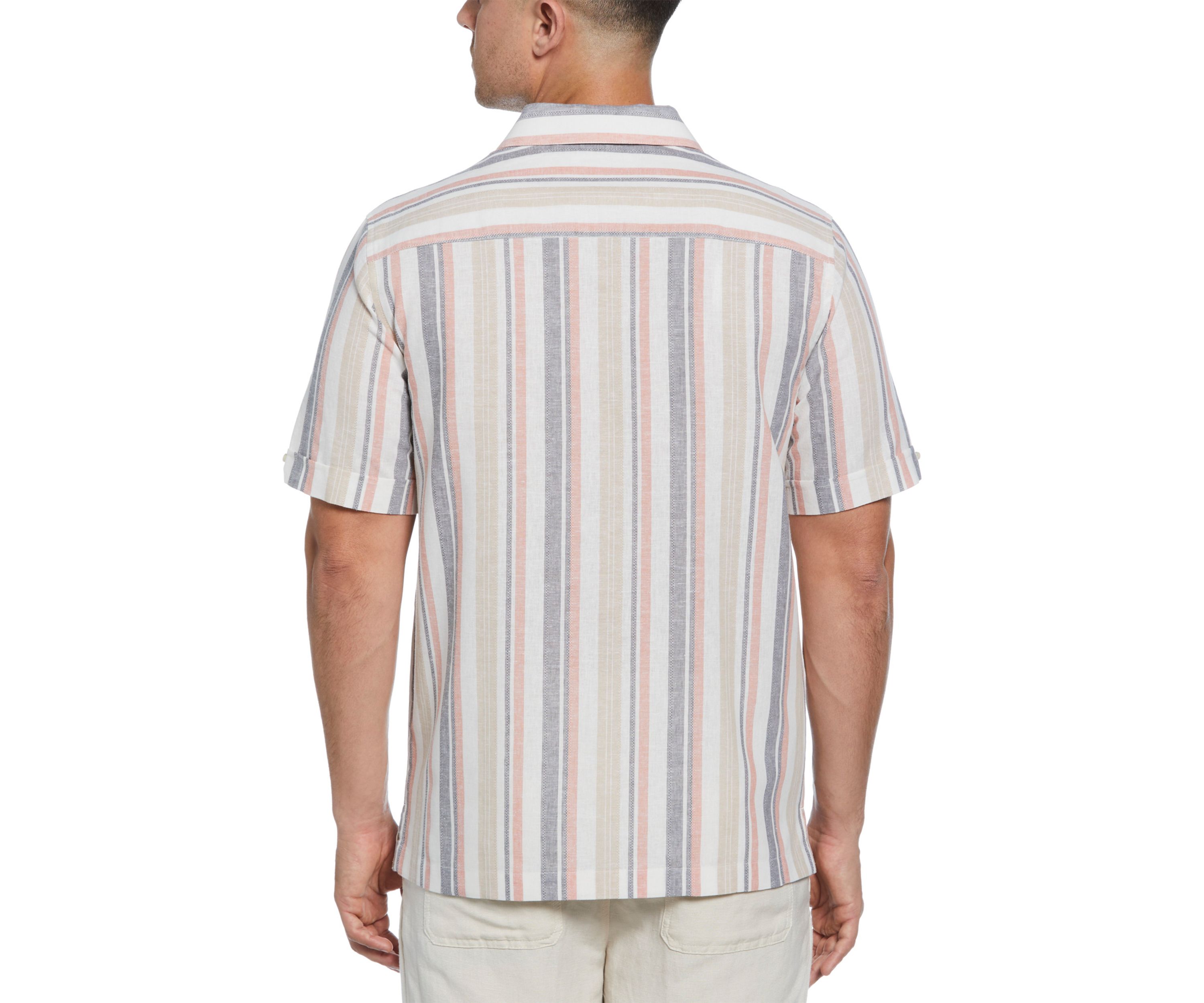 Mens Linen Blend Striped Panel Shirt