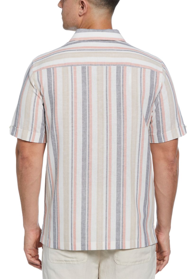 Mens Linen Blend Striped Panel Shirt