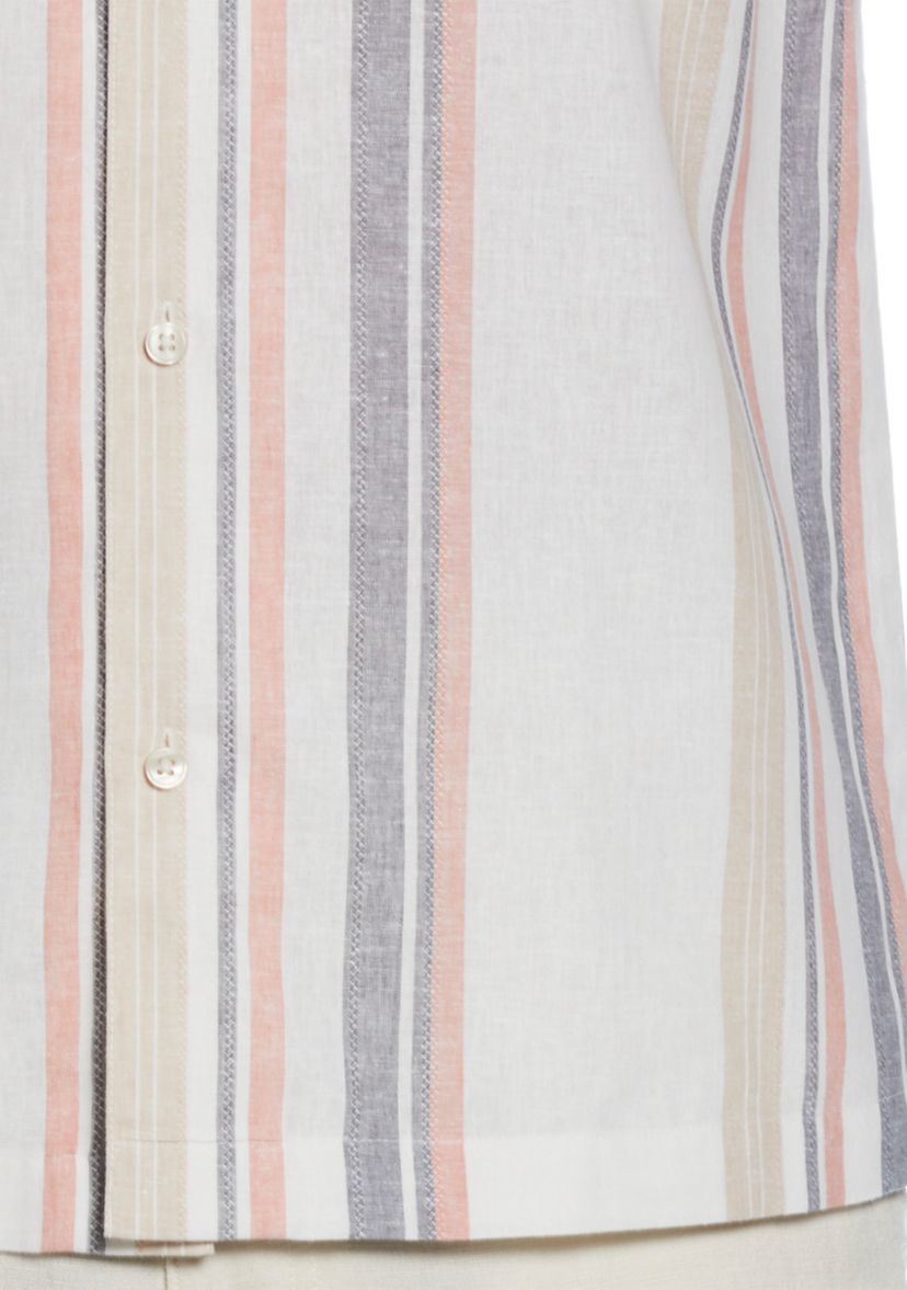 Mens Linen Blend Striped Panel Shirt