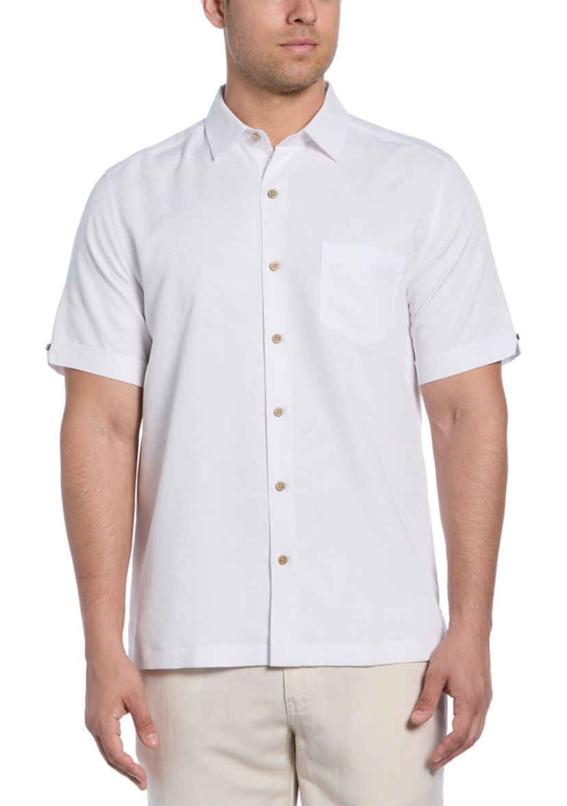 Mens Two-Tone One Pocket Floral Print Short Sleeve Button-Down Shirt