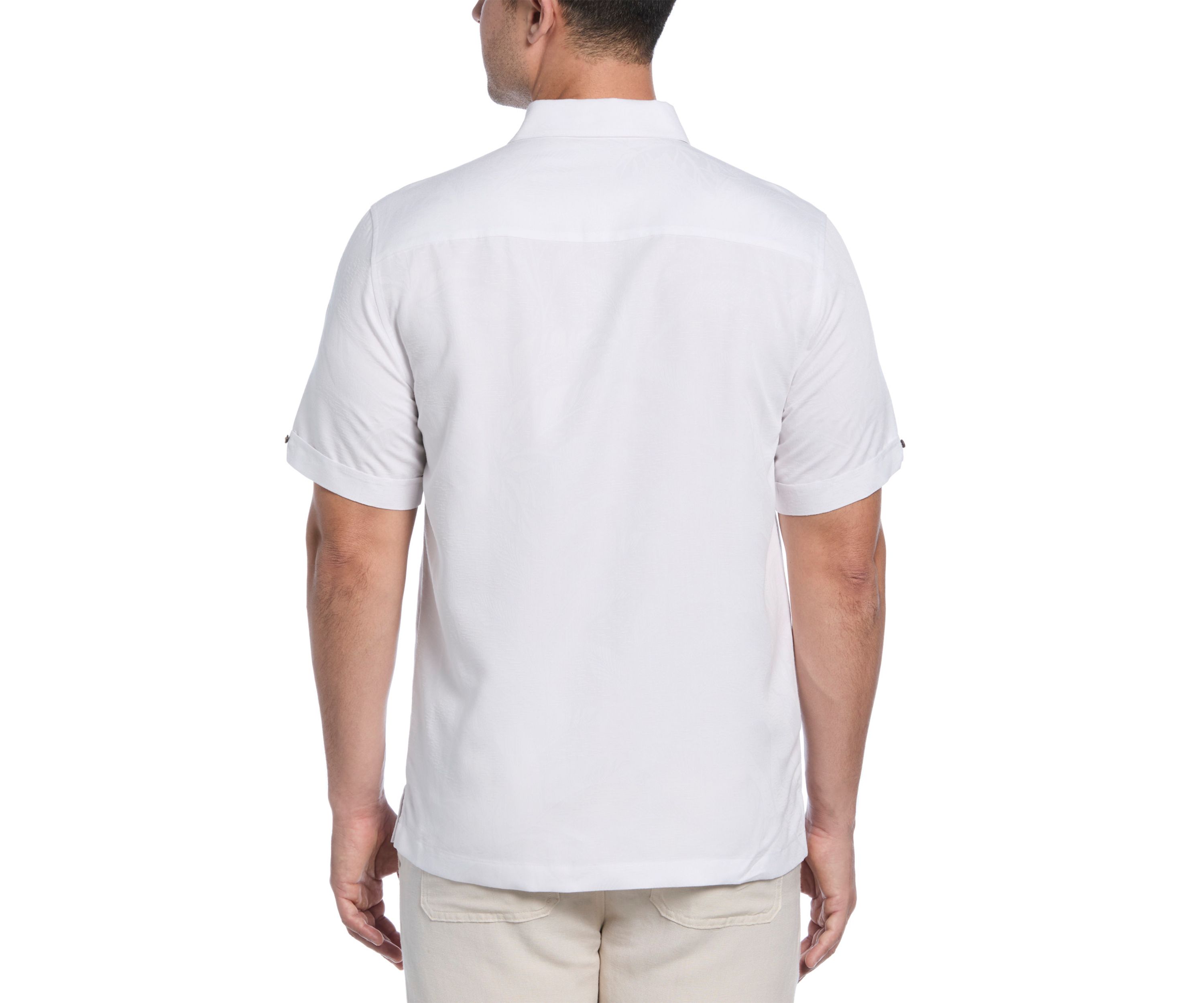 Mens Two-Tone One Pocket Floral Print Short Sleeve Button-Down Shirt