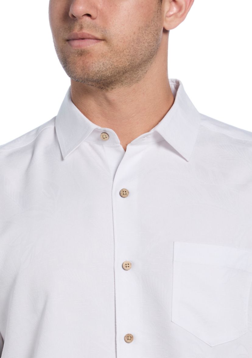 Mens Two-Tone One Pocket Floral Print Short Sleeve Button-Down Shirt