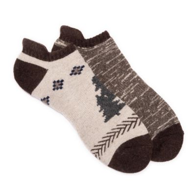 MUK LUKS Men's No Show Wool Socks (2 Pair Pack), Medium