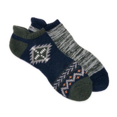 MUK LUKS Men's No Show Wool Socks (2 Pair Pack), Navy Blue, Medium