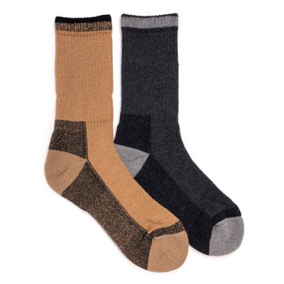 Ruff & Tuff Men's Merino Wool Blend Crew Socks (2 Pair Pack), Brown