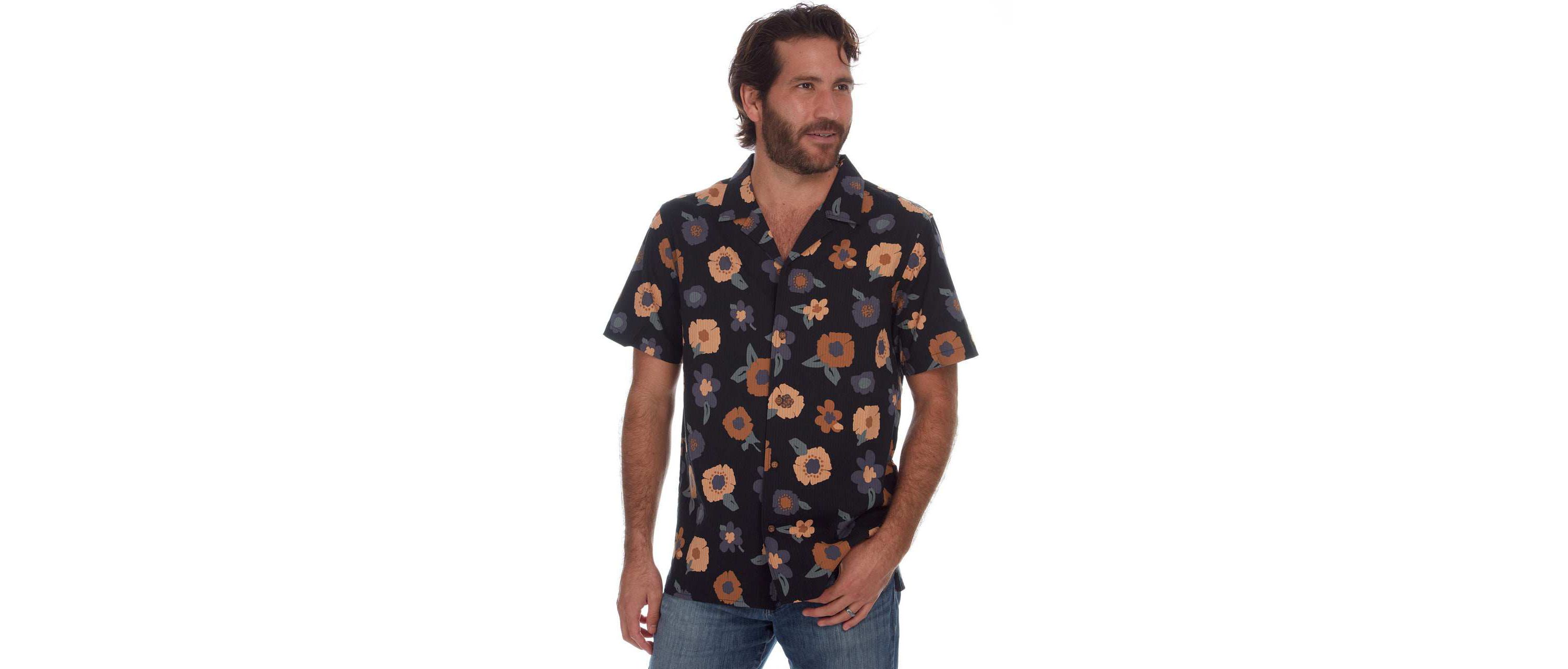 Kai Printed Seer Sucker Shirt