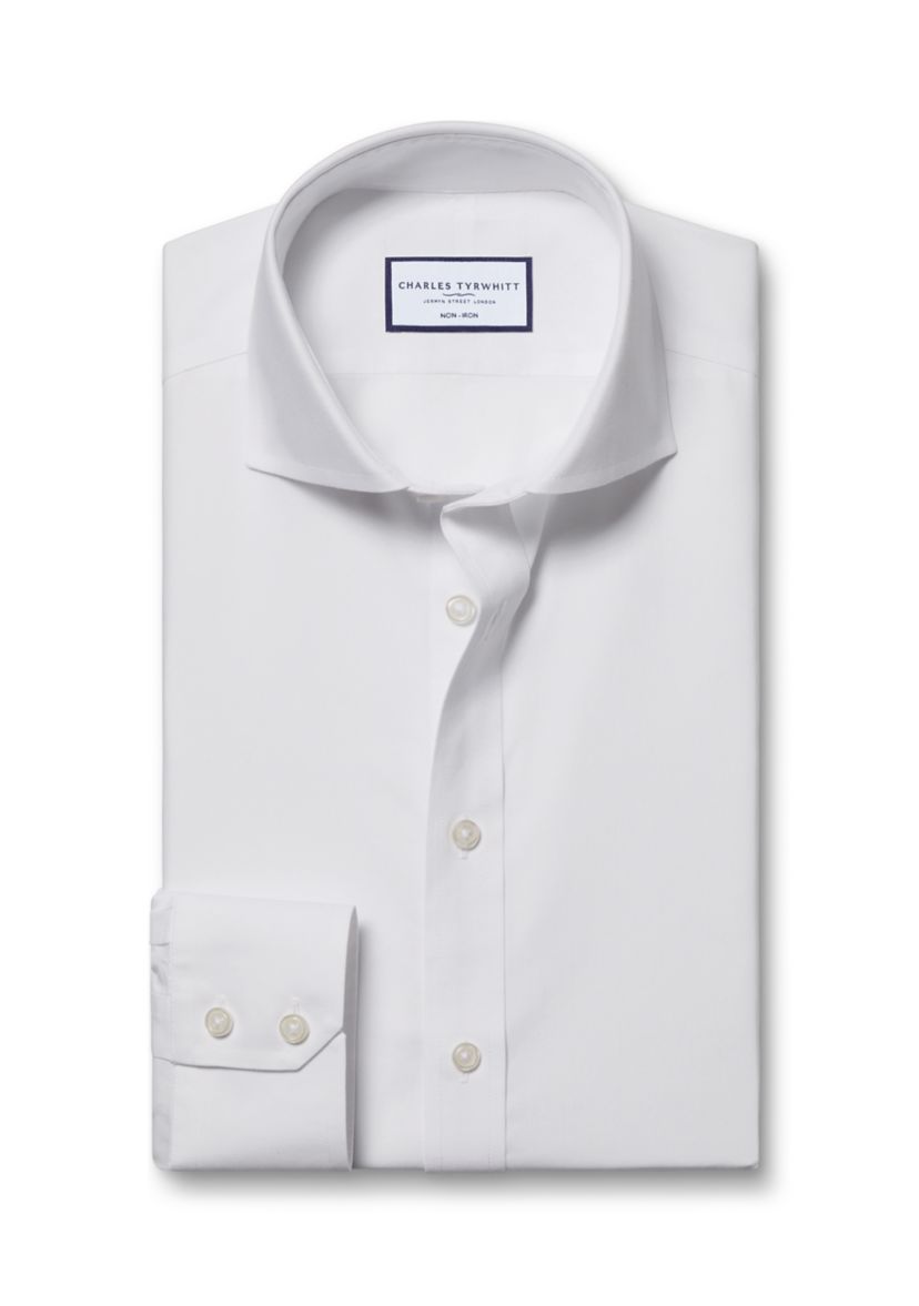 Mens Cutaway Collar Non Iron Poplin Shirt 