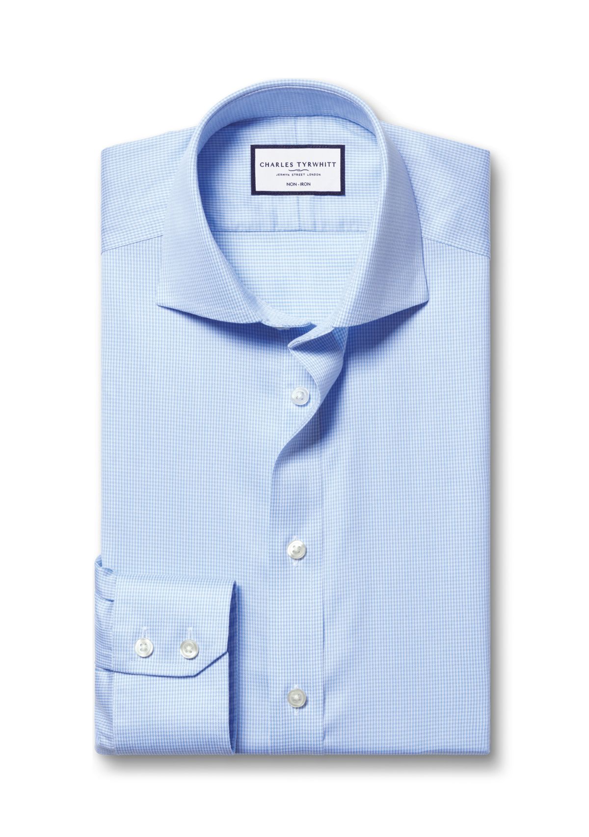 Mens Cutaway Collar Non Iron Puppytooth Shirt 