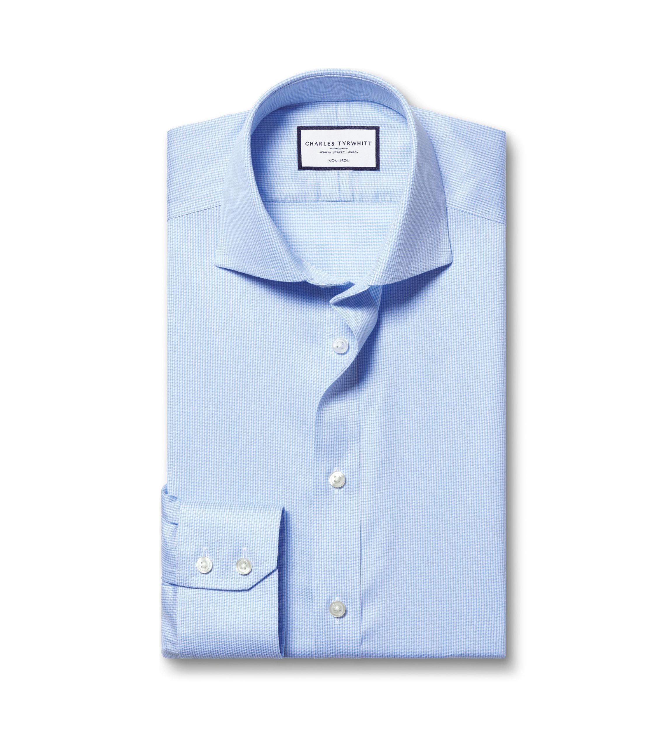 Mens Cutaway Collar Non Iron Puppytooth Shirt 