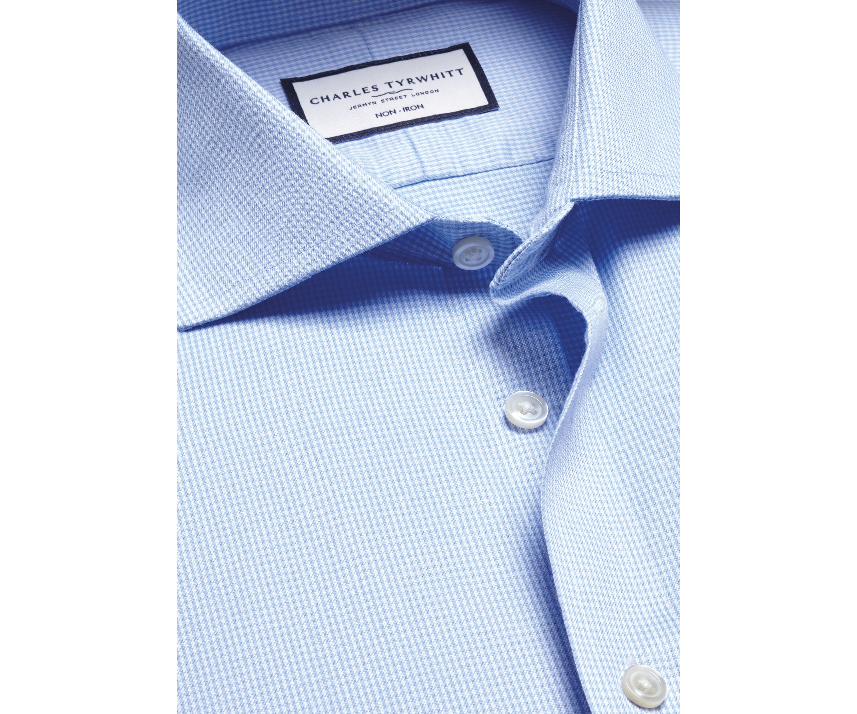 Mens Cutaway Collar Non Iron Puppytooth Shirt 
