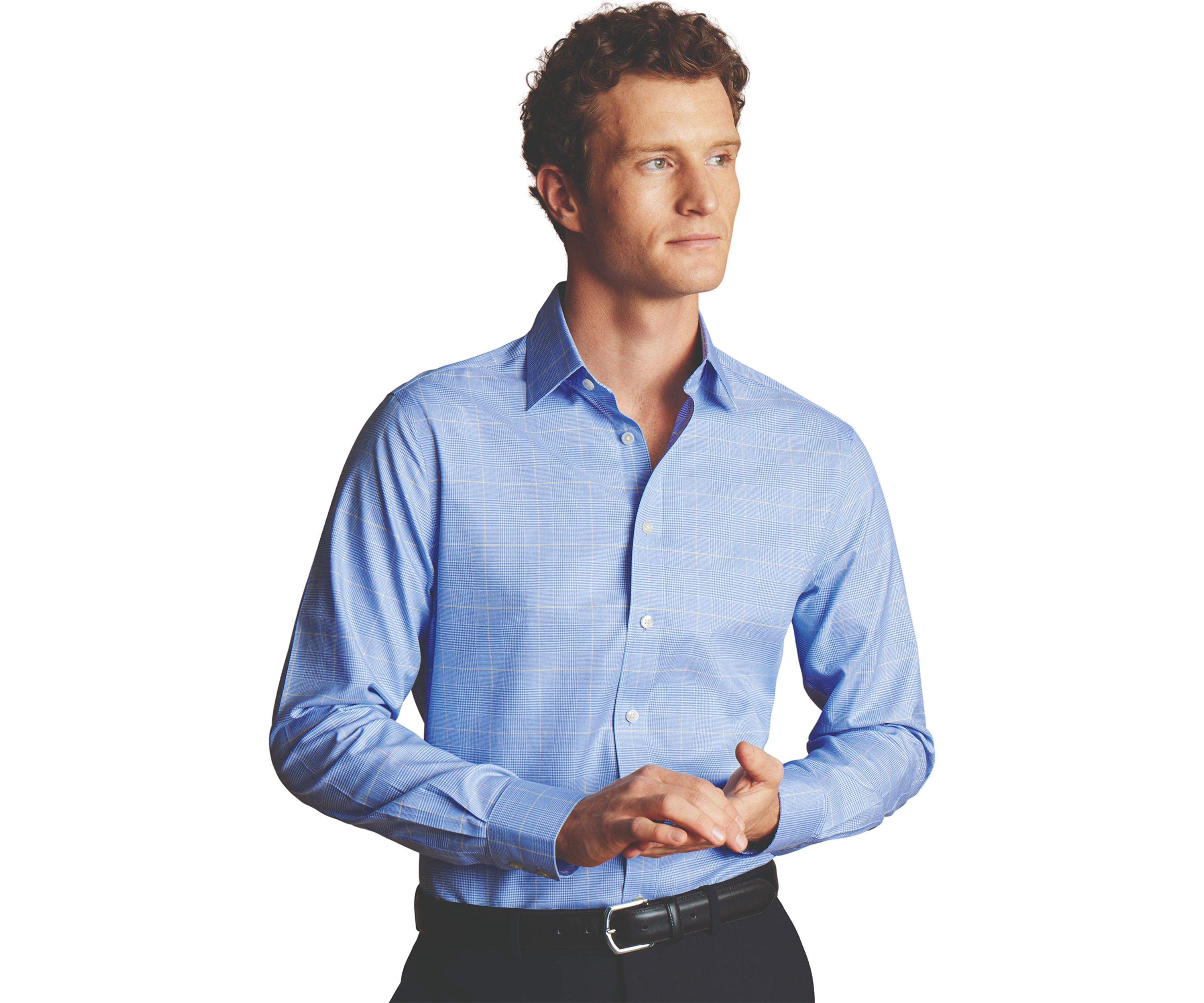 Mens Non Iron Prince of Wales Check Shirt