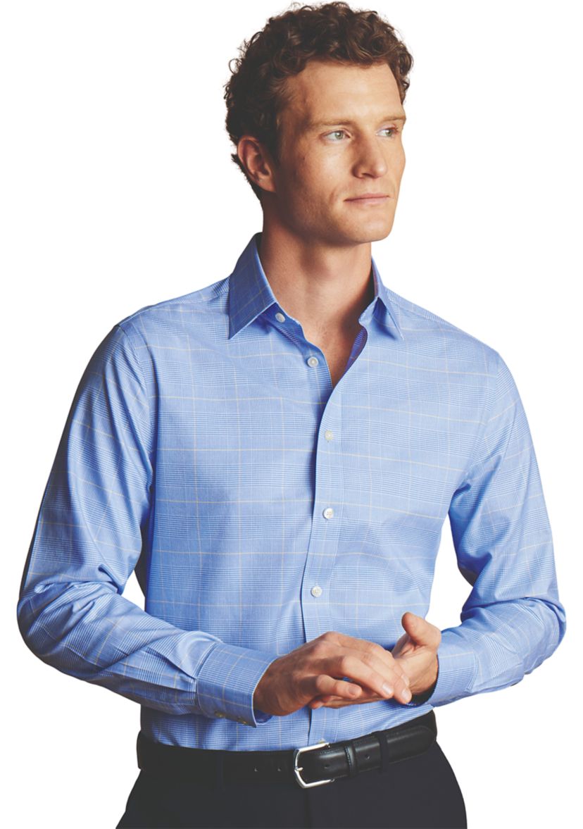 Mens Non Iron Prince of Wales Check Shirt