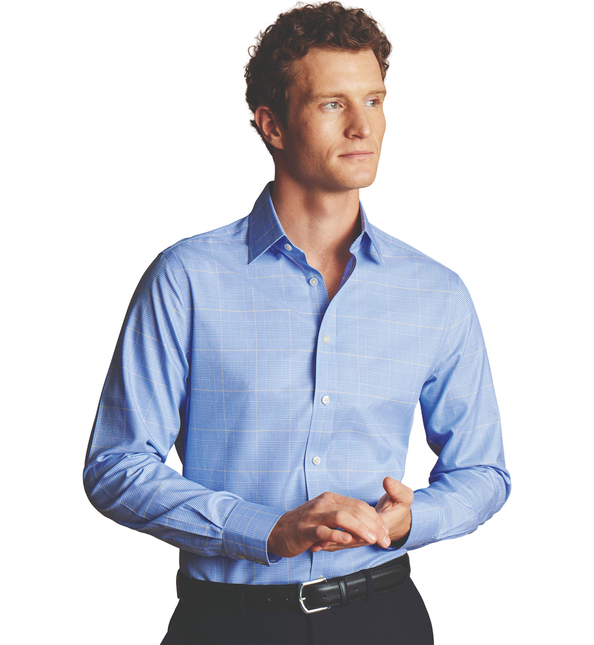 Mens Non Iron Prince of Wales Check Shirt 