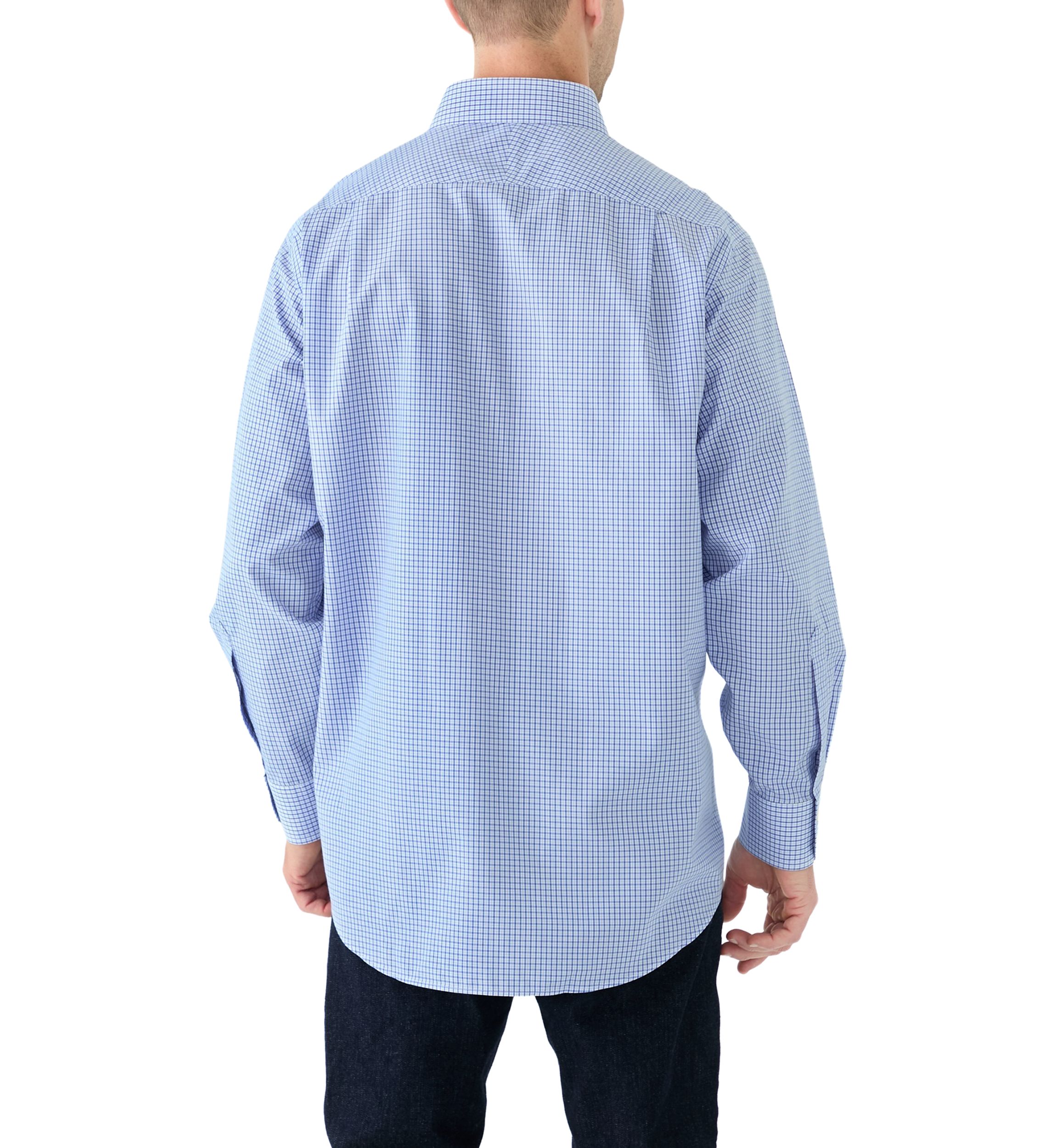 Mens Cutaway Collar Non Iron Poplin Grid Check Shirt