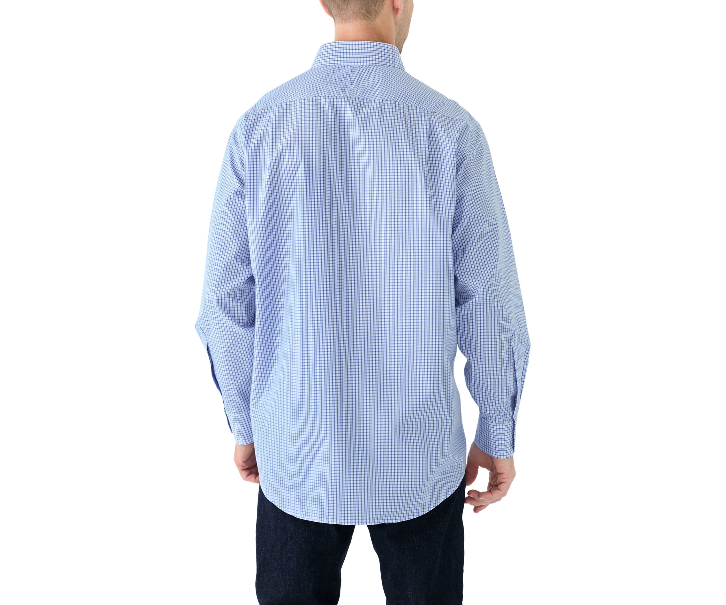 Mens Cutaway Collar Non Iron Poplin Grid Check Shirt