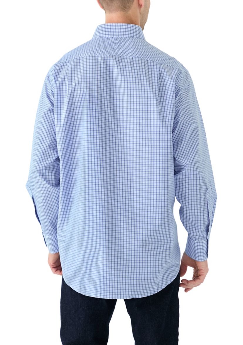 Mens Cutaway Collar Non Iron Poplin Grid Check Shirt