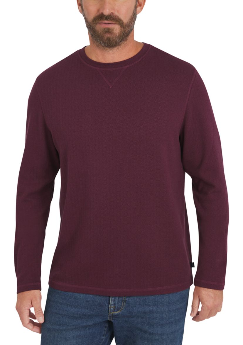 Mens Brushed Herringbone Crewneck Shirt