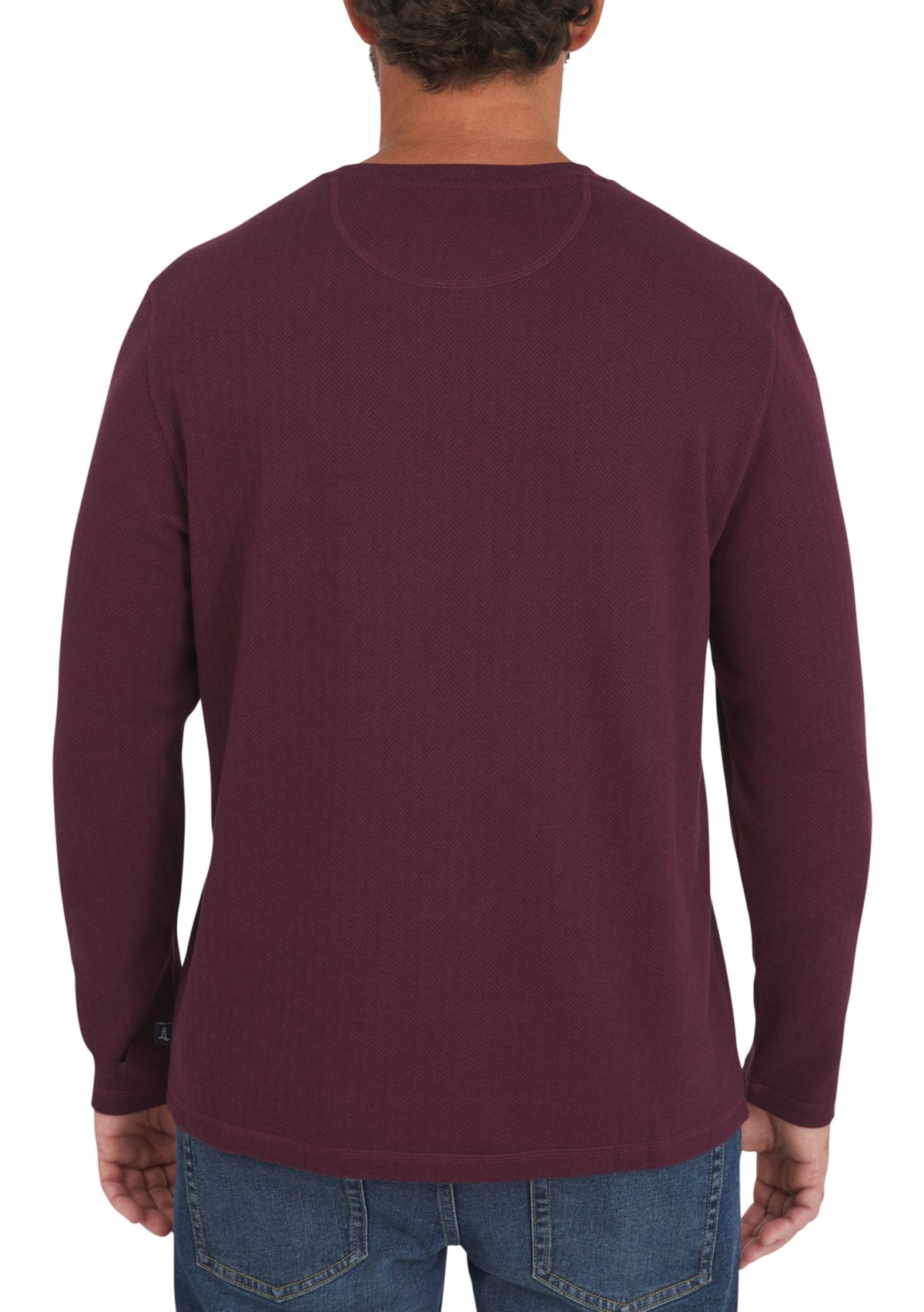 Mens Brushed Herringbone Crewneck Shirt