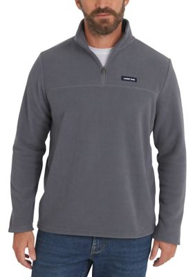 LANDS' END Men's Micro Polar Fleece 1/4 Zip Sweatshirt, Grey, Small